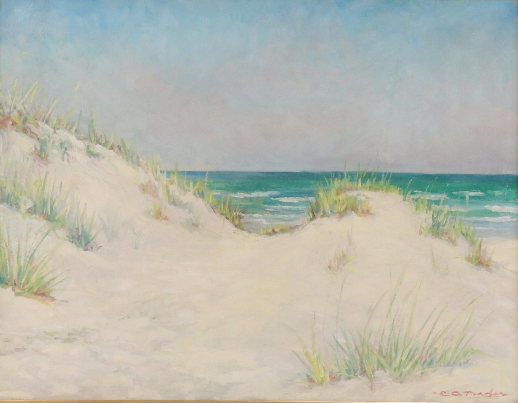 Effie Corwin Trader Coastal Landscape Oil Painting, Circa 1930