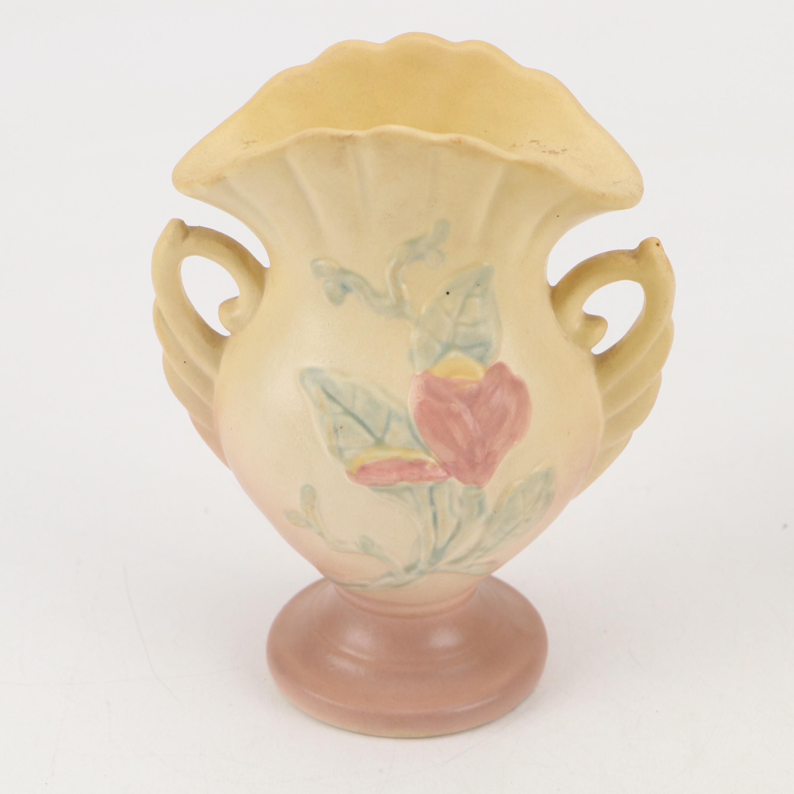 Niloak Pottery Bud Vases with Hull Pottery Magnolia Fan Vase and Duck Planter