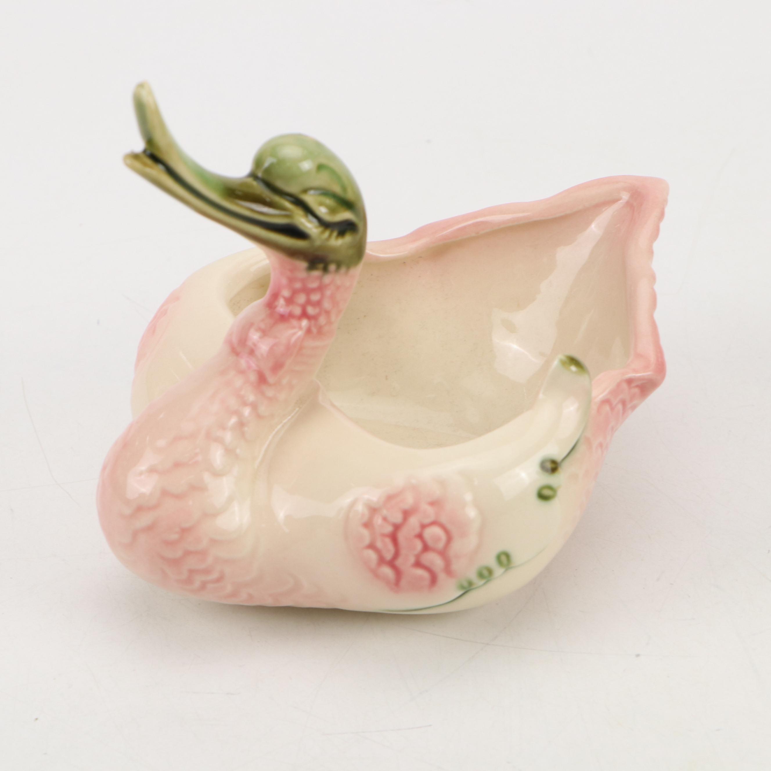 Niloak Pottery Bud Vases with Hull Pottery Magnolia Fan Vase and Duck Planter