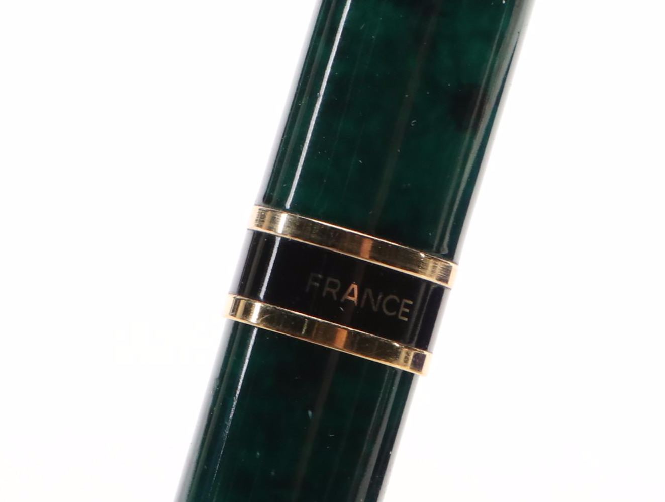 Waterman Green Faux Marble and Gilt Metal Ballpoint Pens with Case
