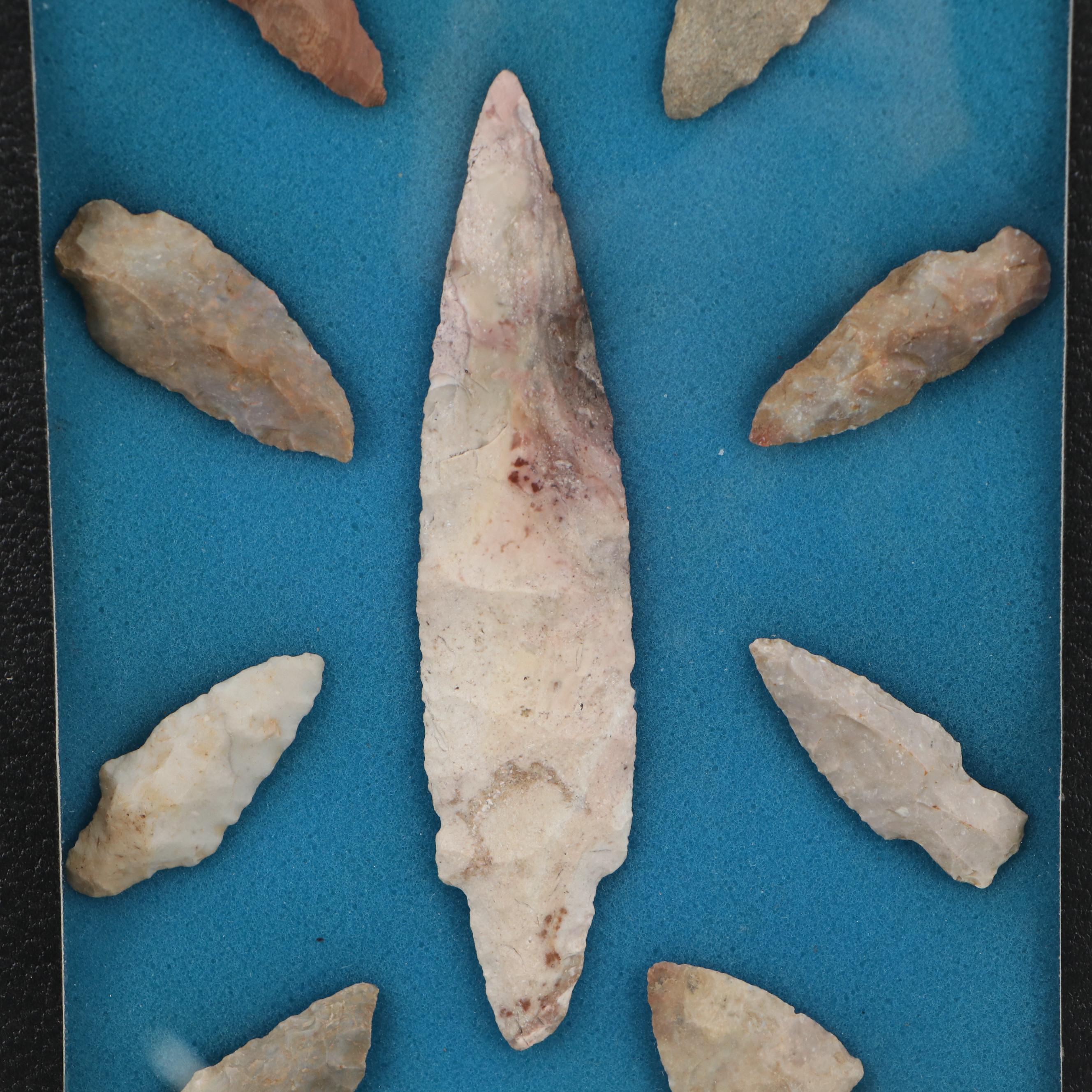 Ohio Adena Culture Knapped Flint Arrowheads