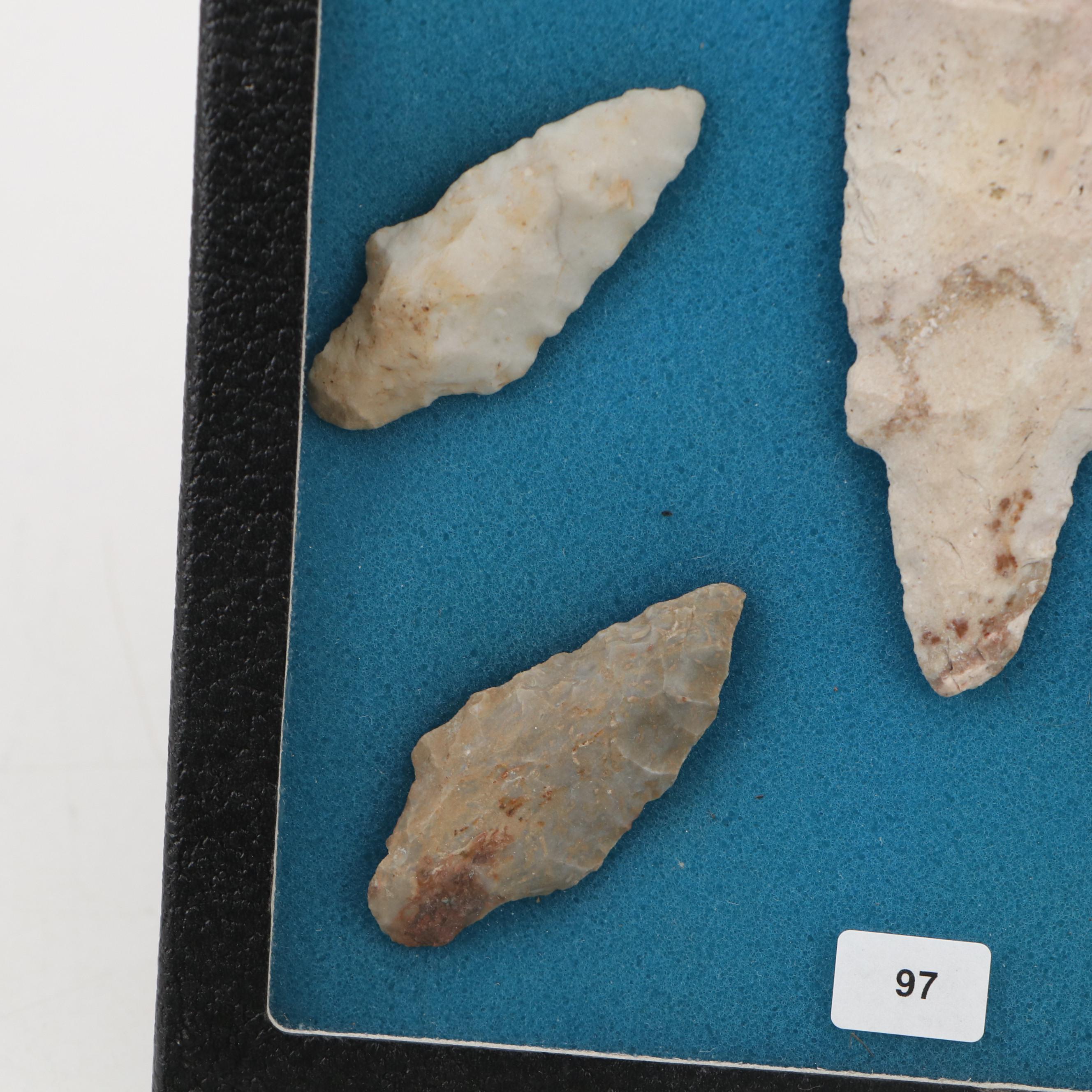 Ohio Adena Culture Knapped Flint Arrowheads