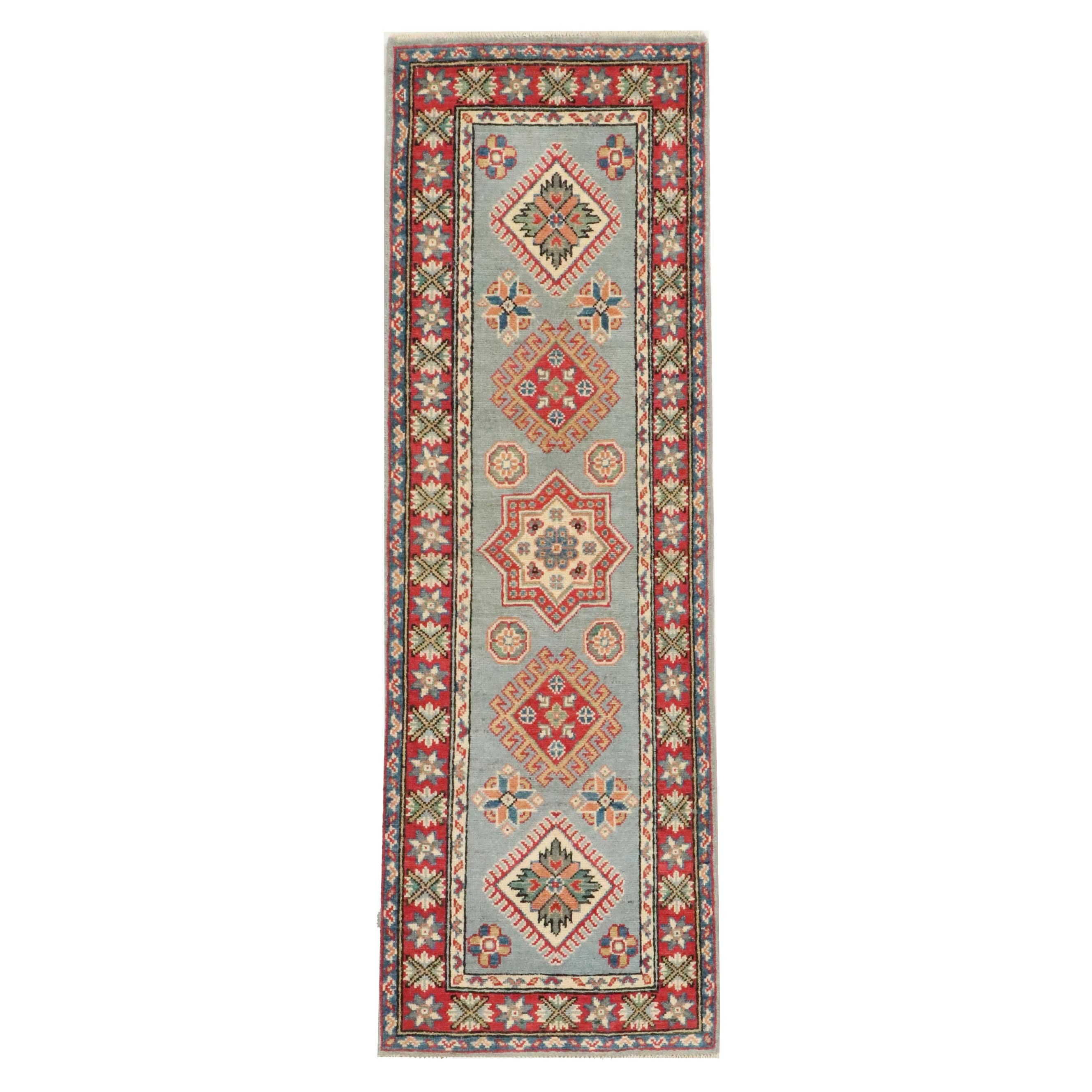 1'11 x 6' Hand-Knotted Afghan Kazak Carpet Runner