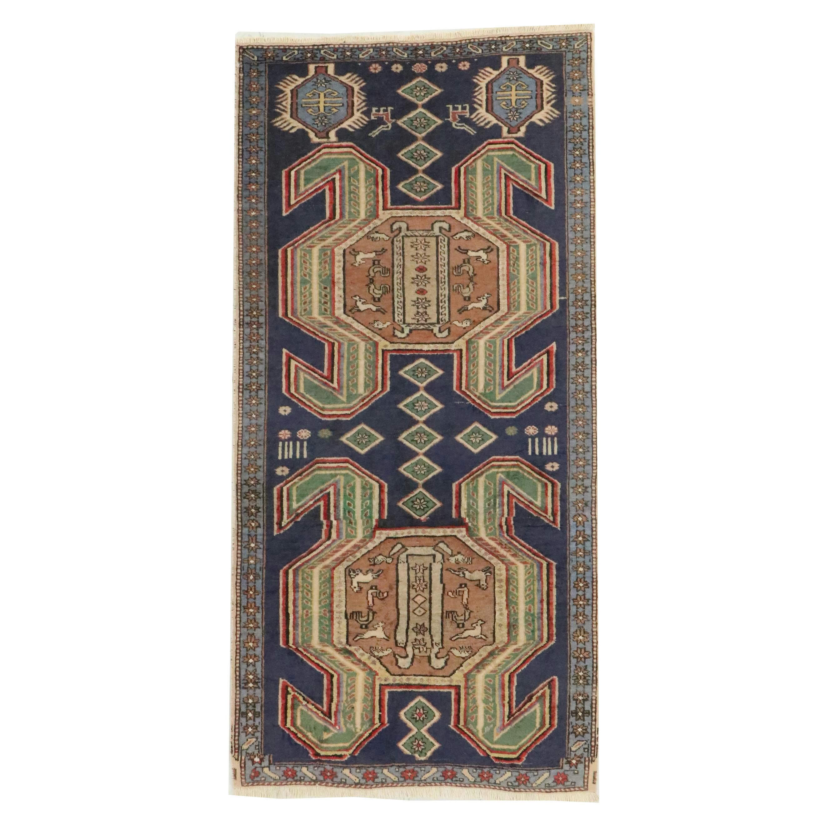 3'6 x 7'4 Hand-Knotted Caucasian Lenkoran Area Rug