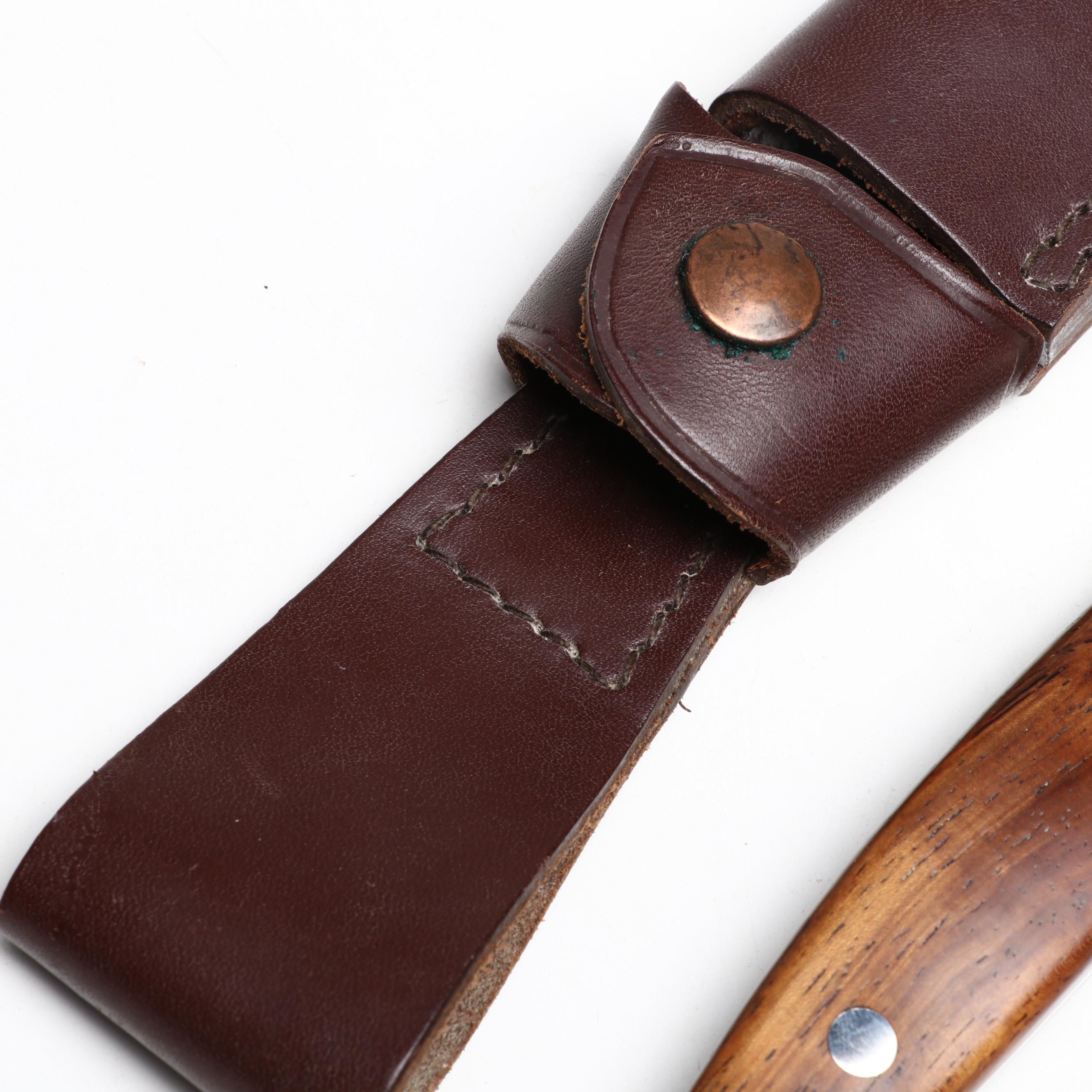 Puma "Cougar" Stainless and Plum Wood Handled Fixed Blade Knife in Scabbard