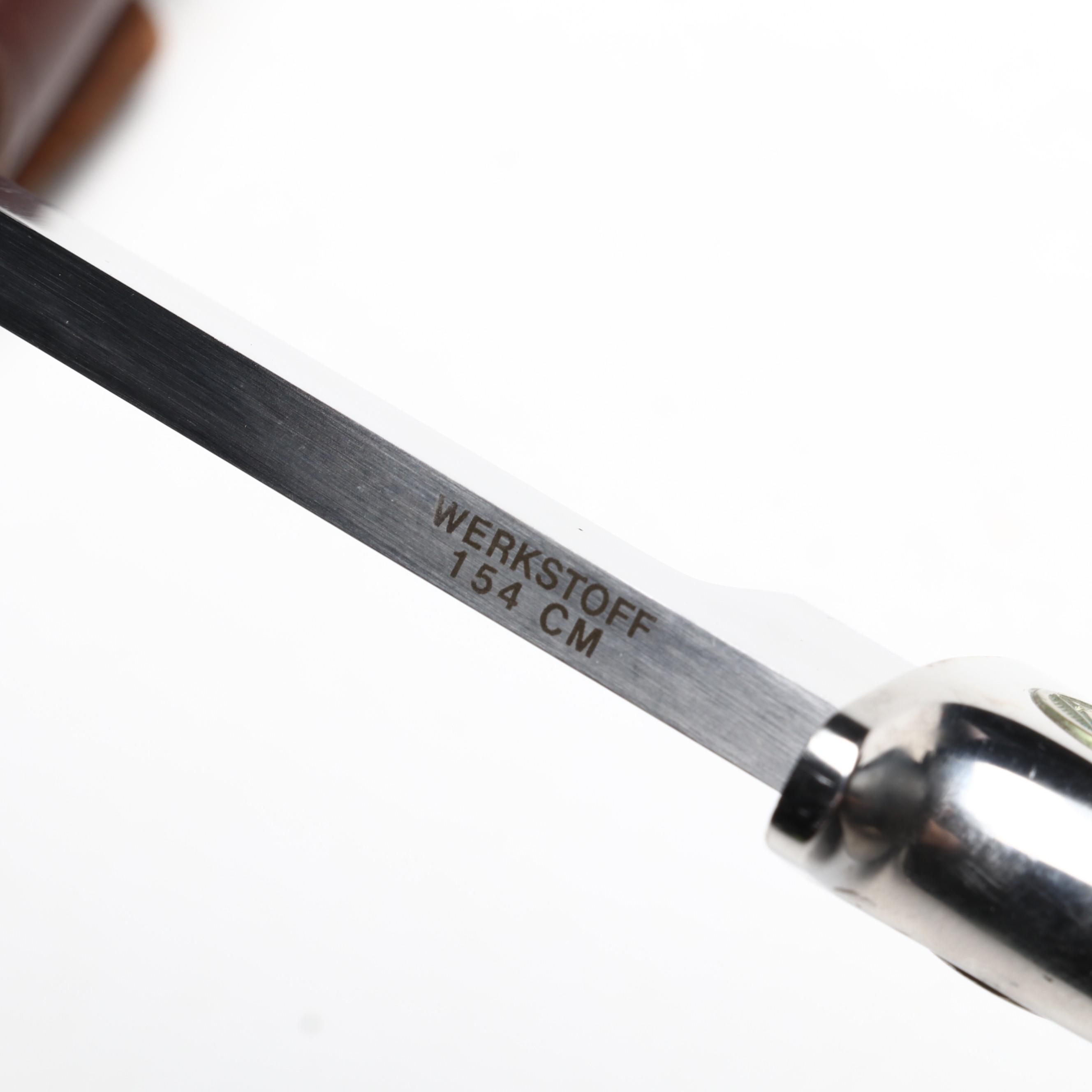 Puma "Cougar" Stainless and Plum Wood Handled Fixed Blade Knife in Scabbard