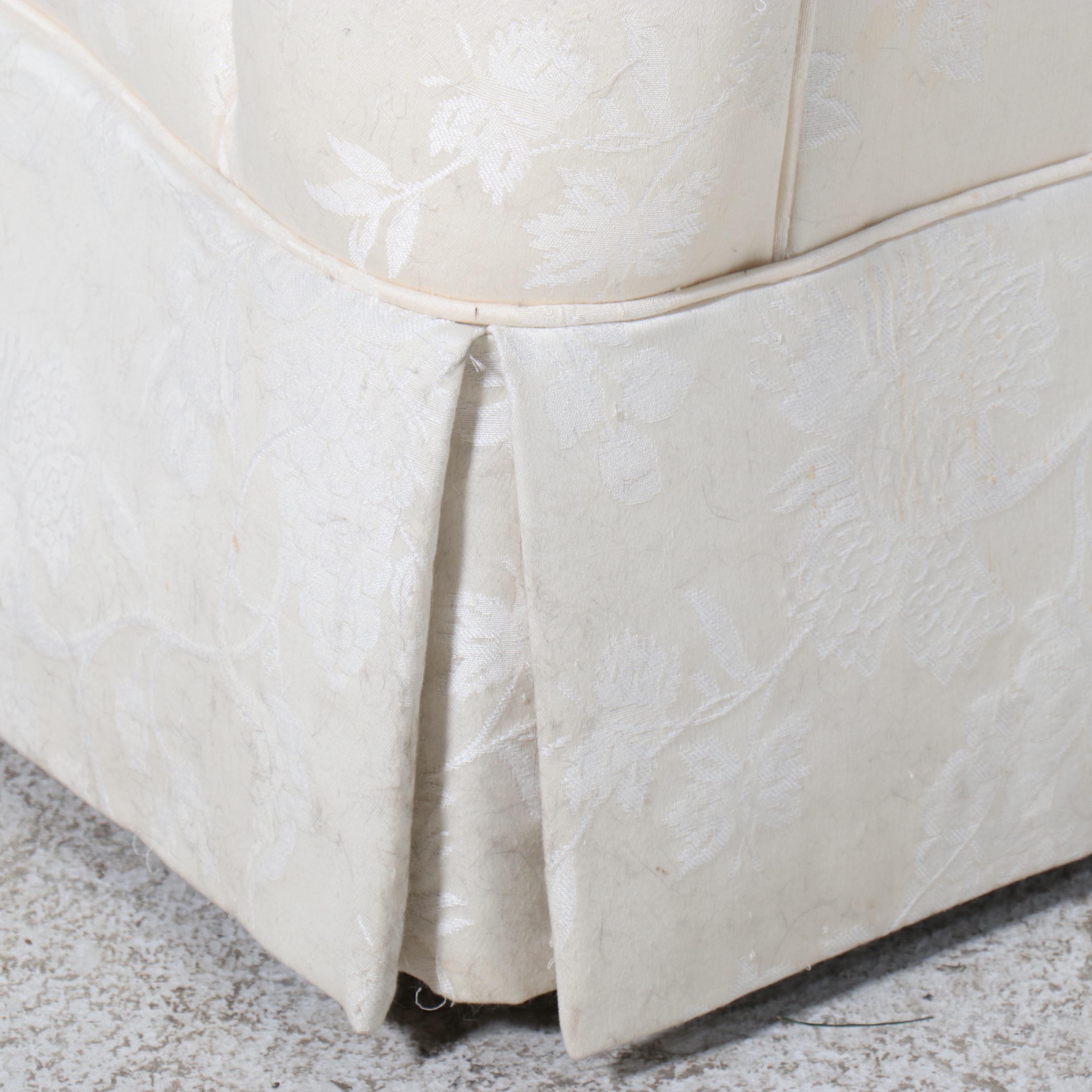 Ethan Allen Ivory Damask Upholstered Loveseat