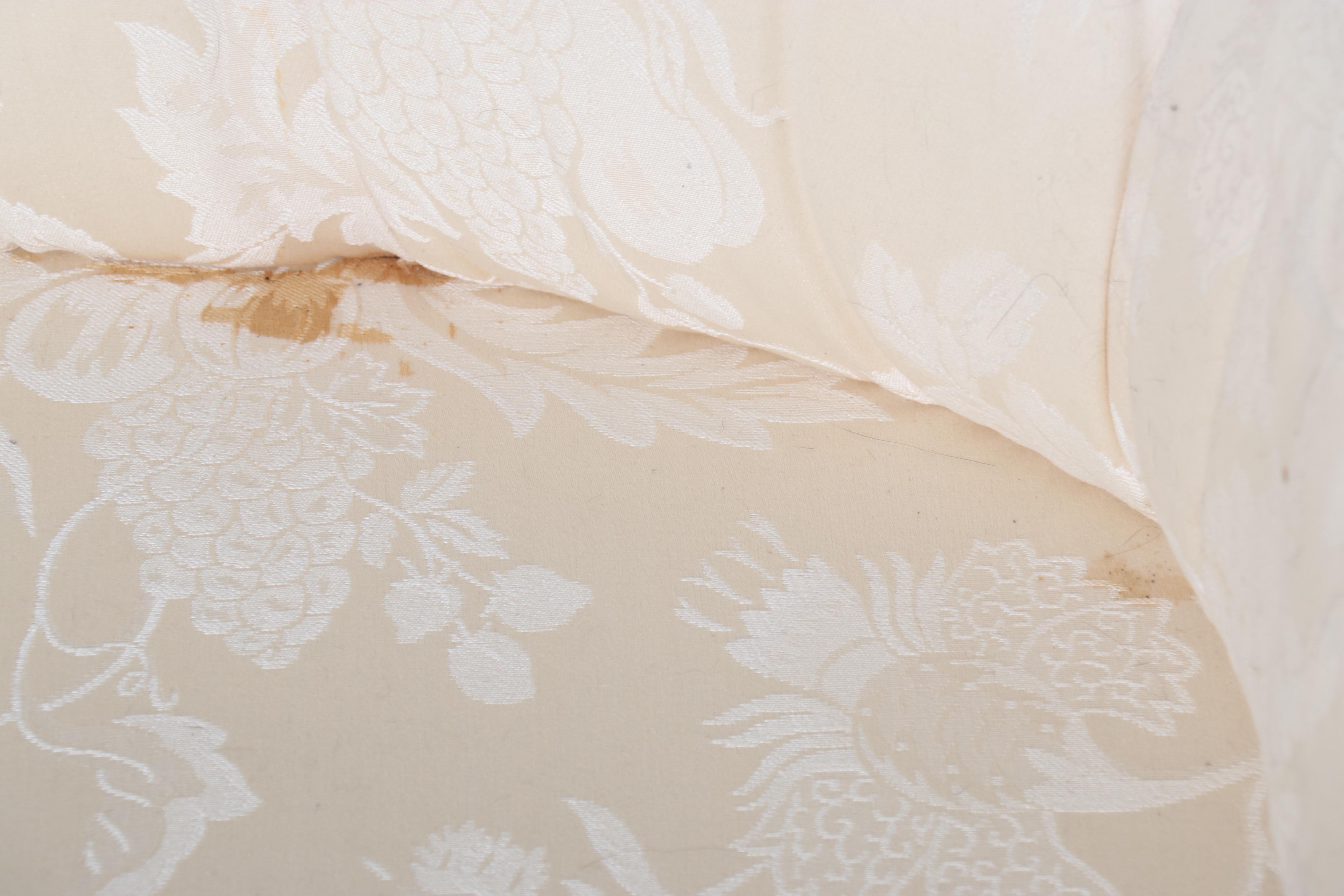 Ethan Allen Ivory Damask Upholstered Loveseat