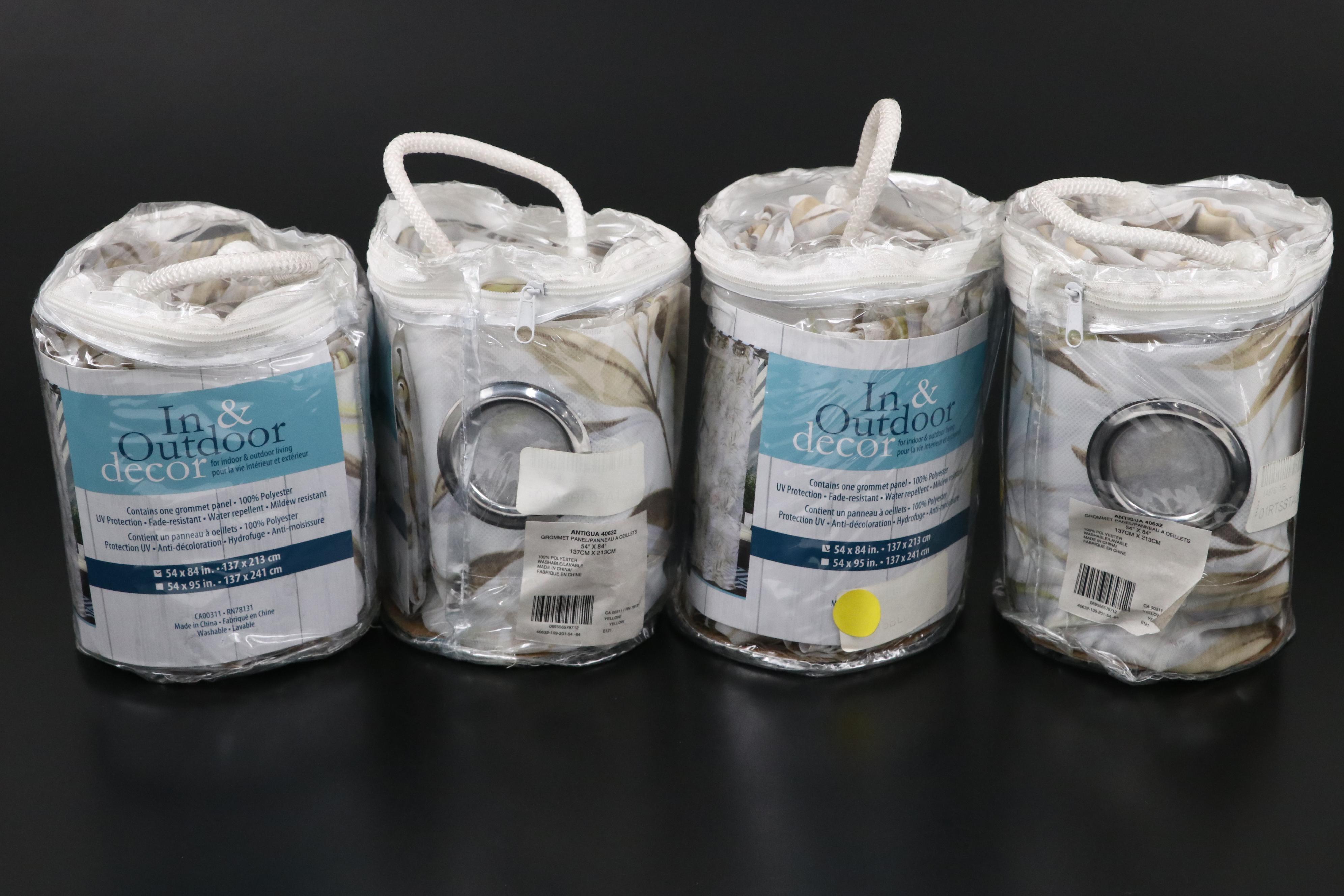 In & Outdoor Decor 84" Grommet Top "Antigua" Patio Curtains, Set of Four