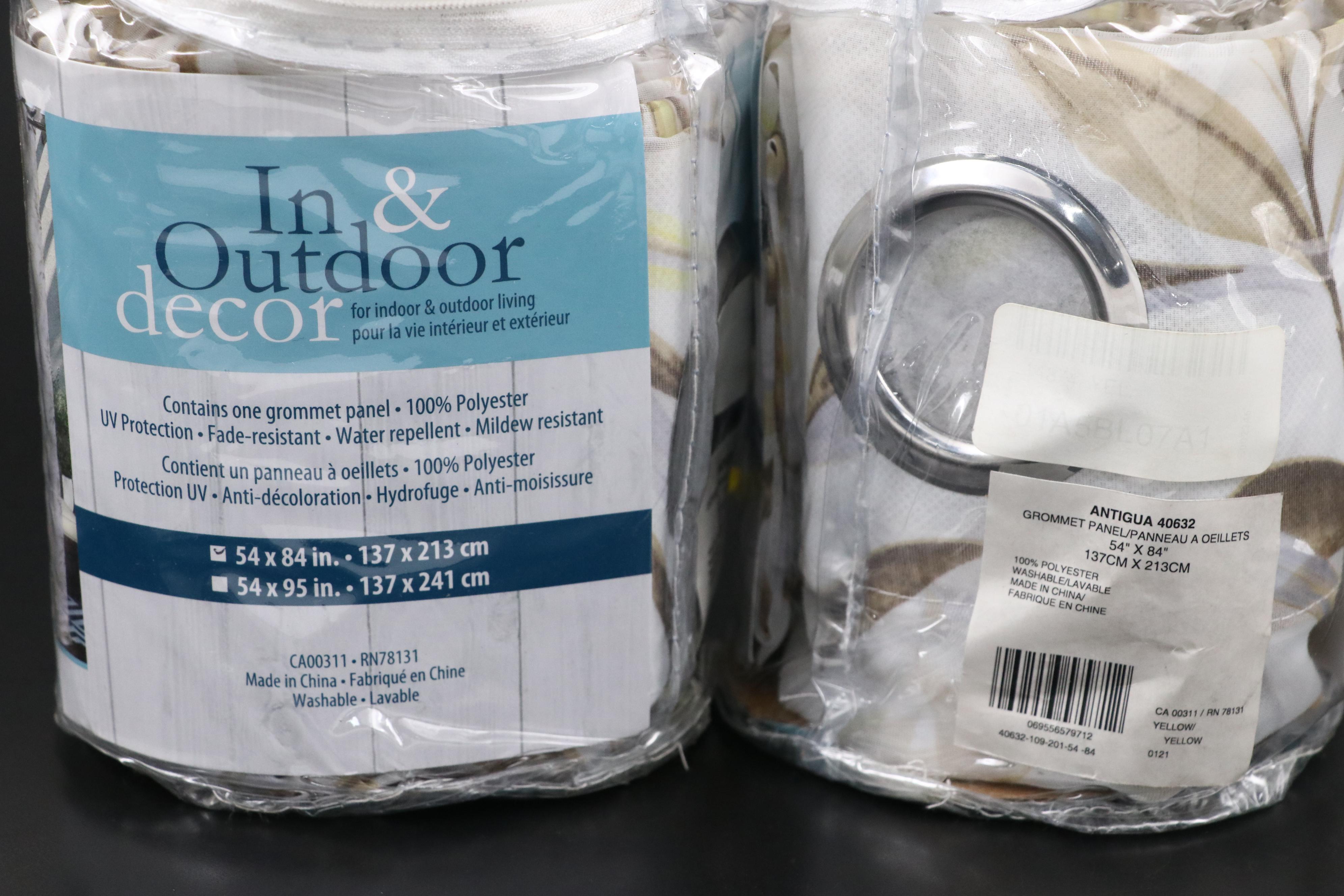 In & Outdoor Decor 84" Grommet Top "Antigua" Patio Curtains, Set of Four