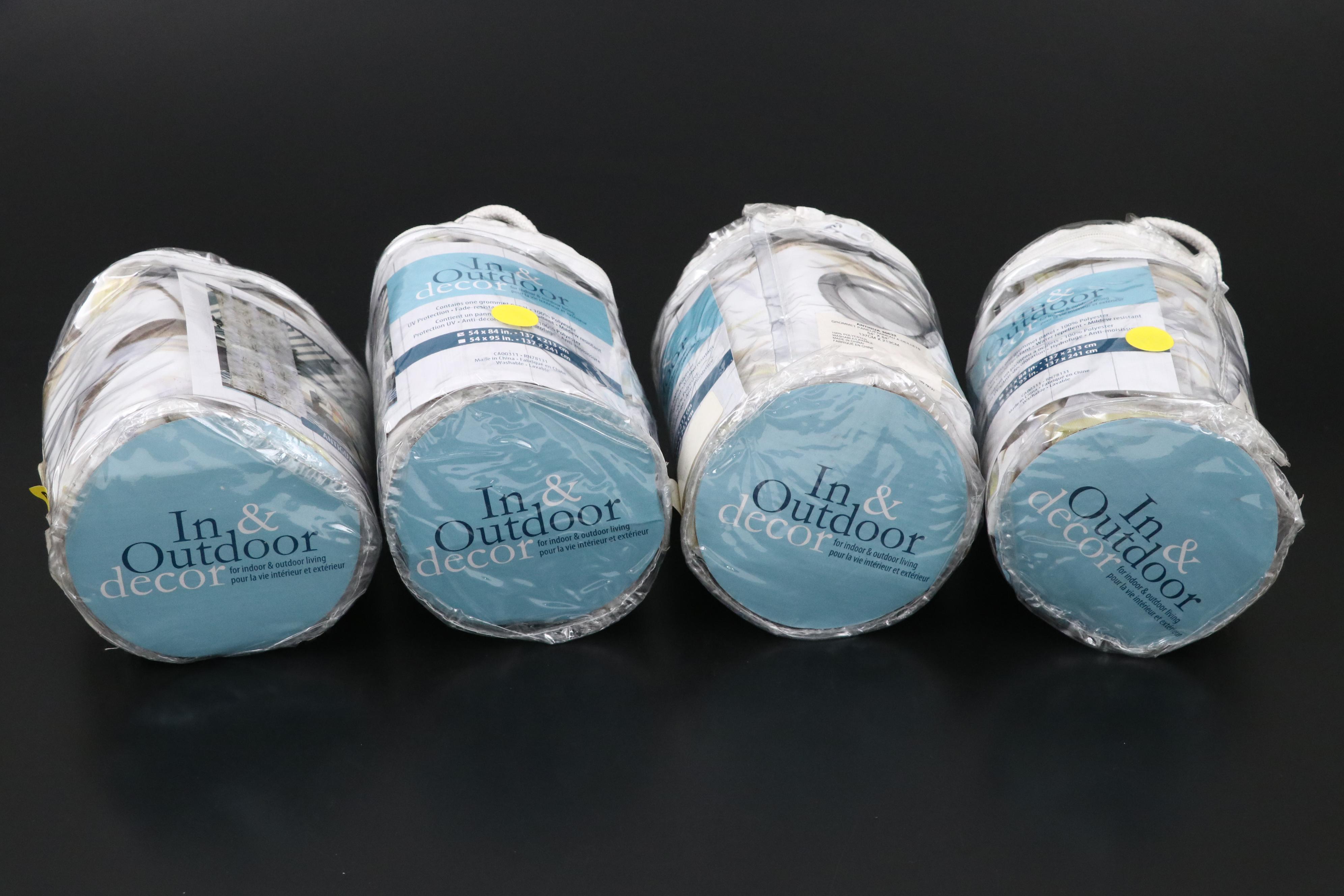 In & Outdoor Decor 84" Grommet Top "Antigua" Patio Curtains, Set of Four