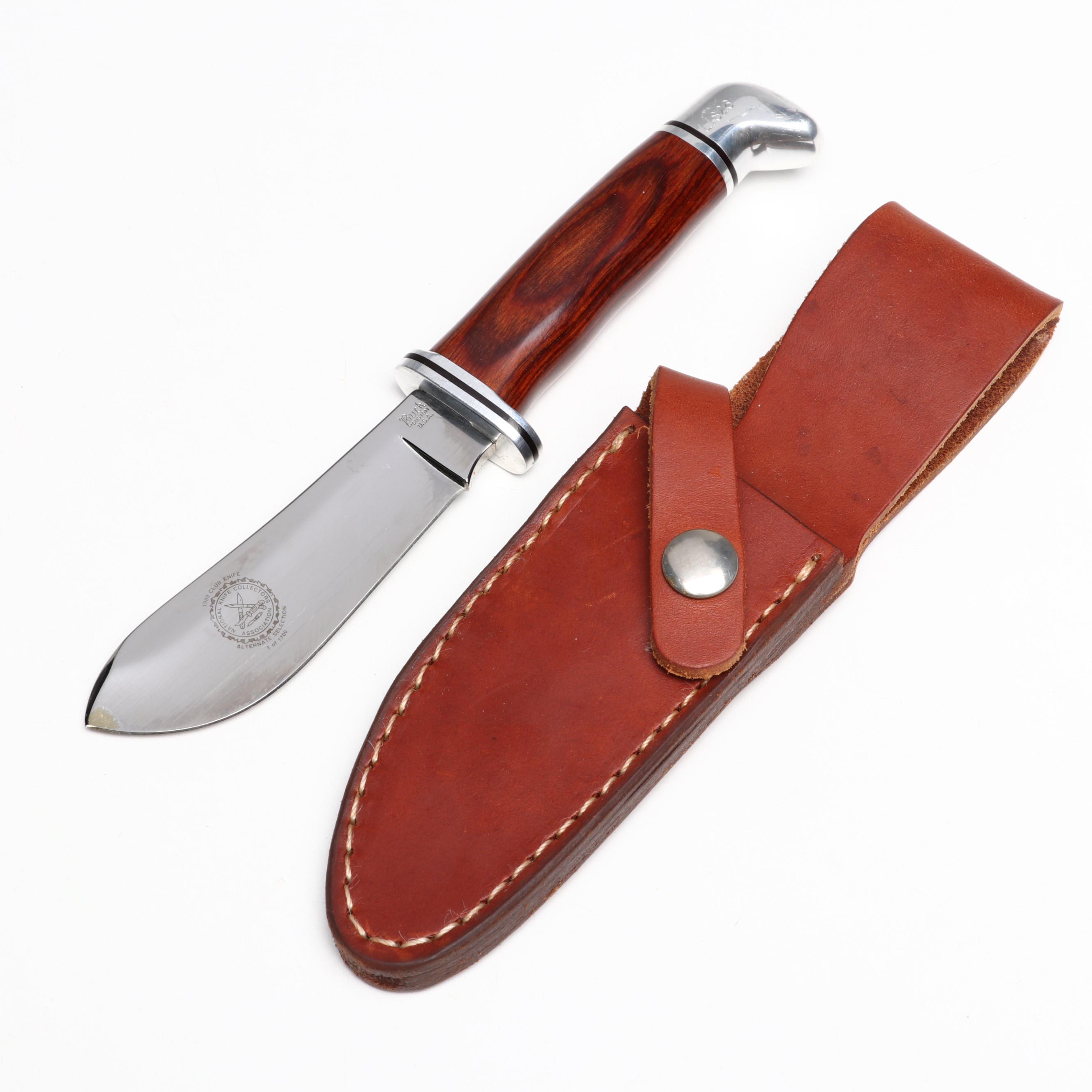 Buck Model 103 1989 NKCA Club Pro Skinner Knife in Leather Scabbard
