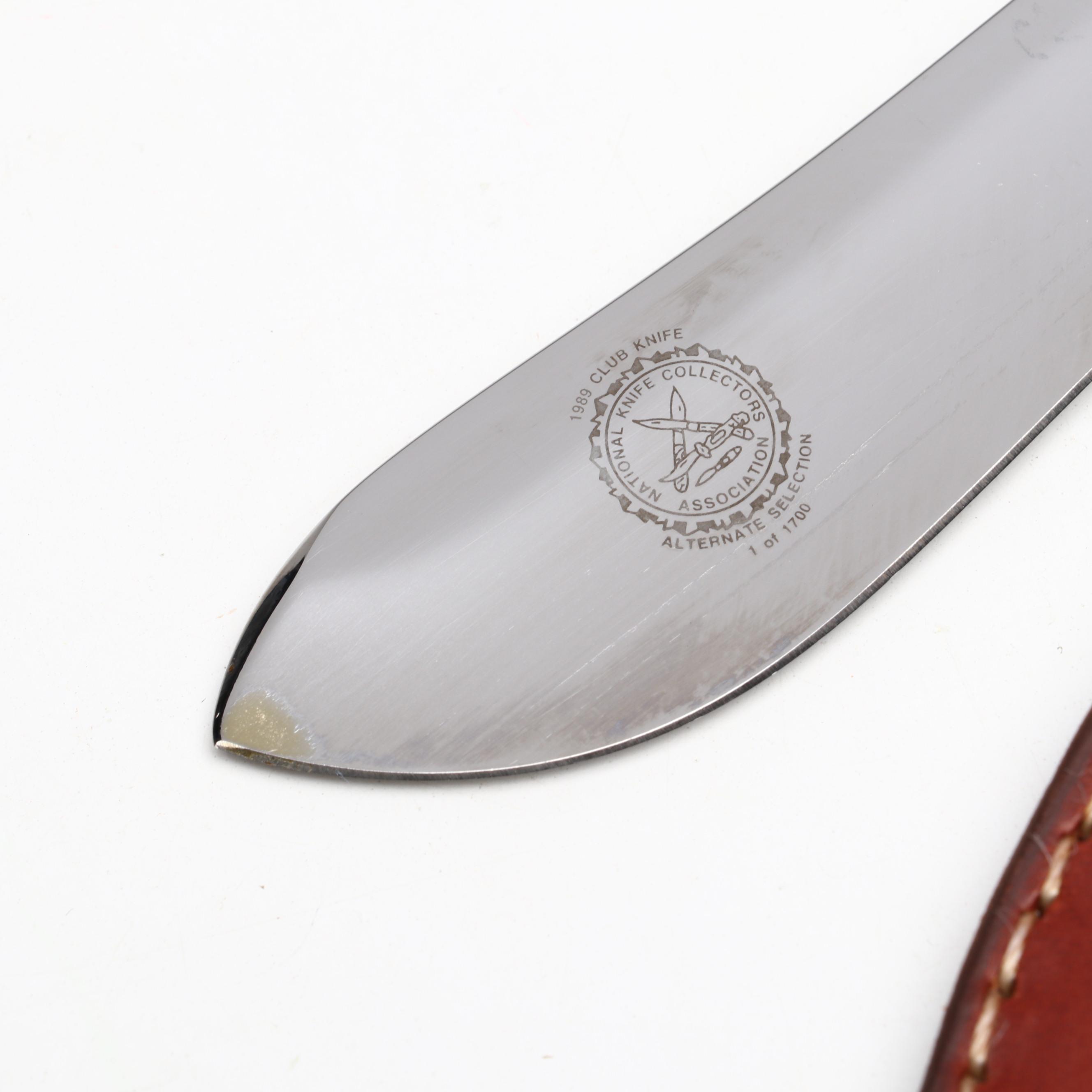 Buck Model 103 1989 NKCA Club Pro Skinner Knife in Leather Scabbard