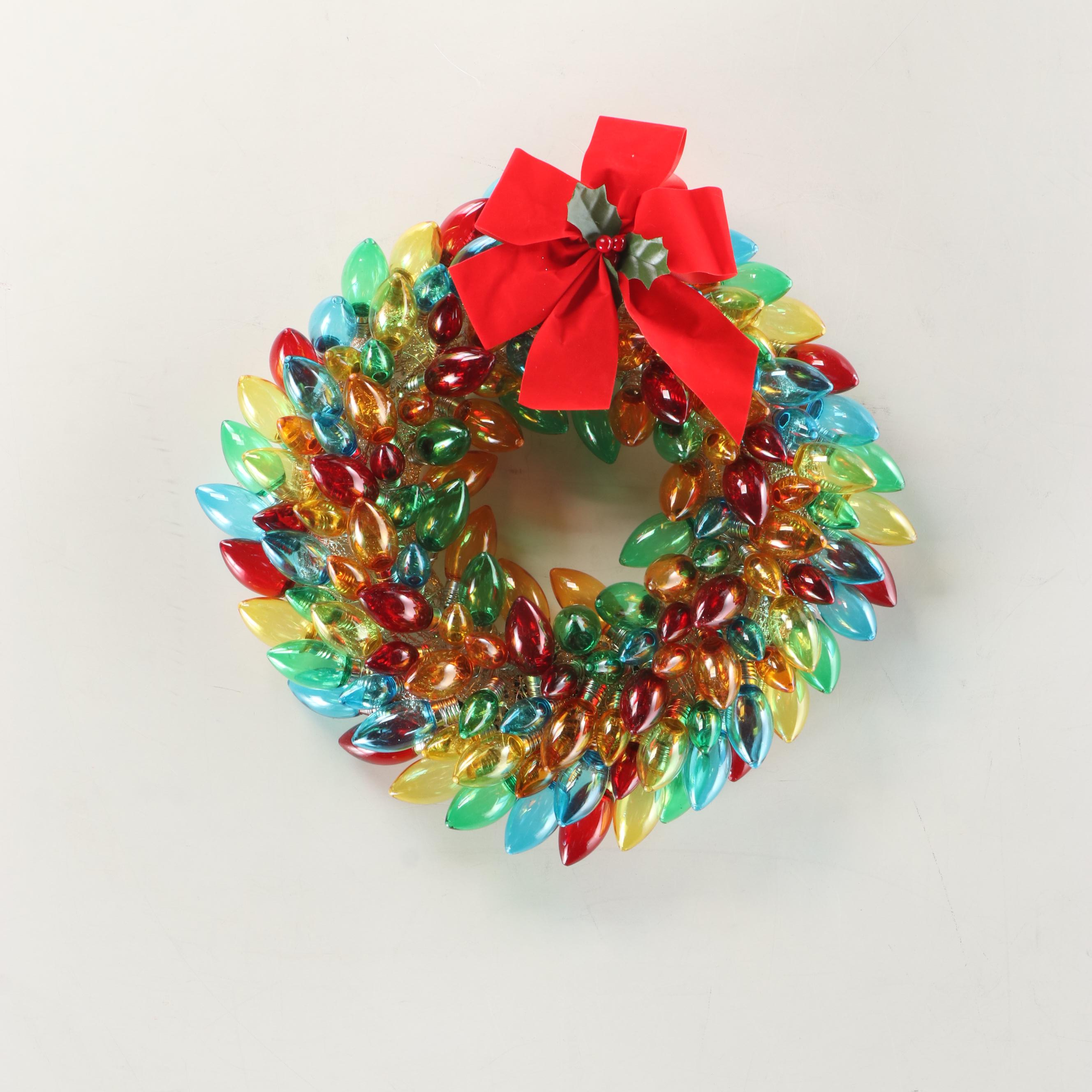 St. Nick's Choice Christmas Tree Skirts with Illuminated Lightbulb Wreath