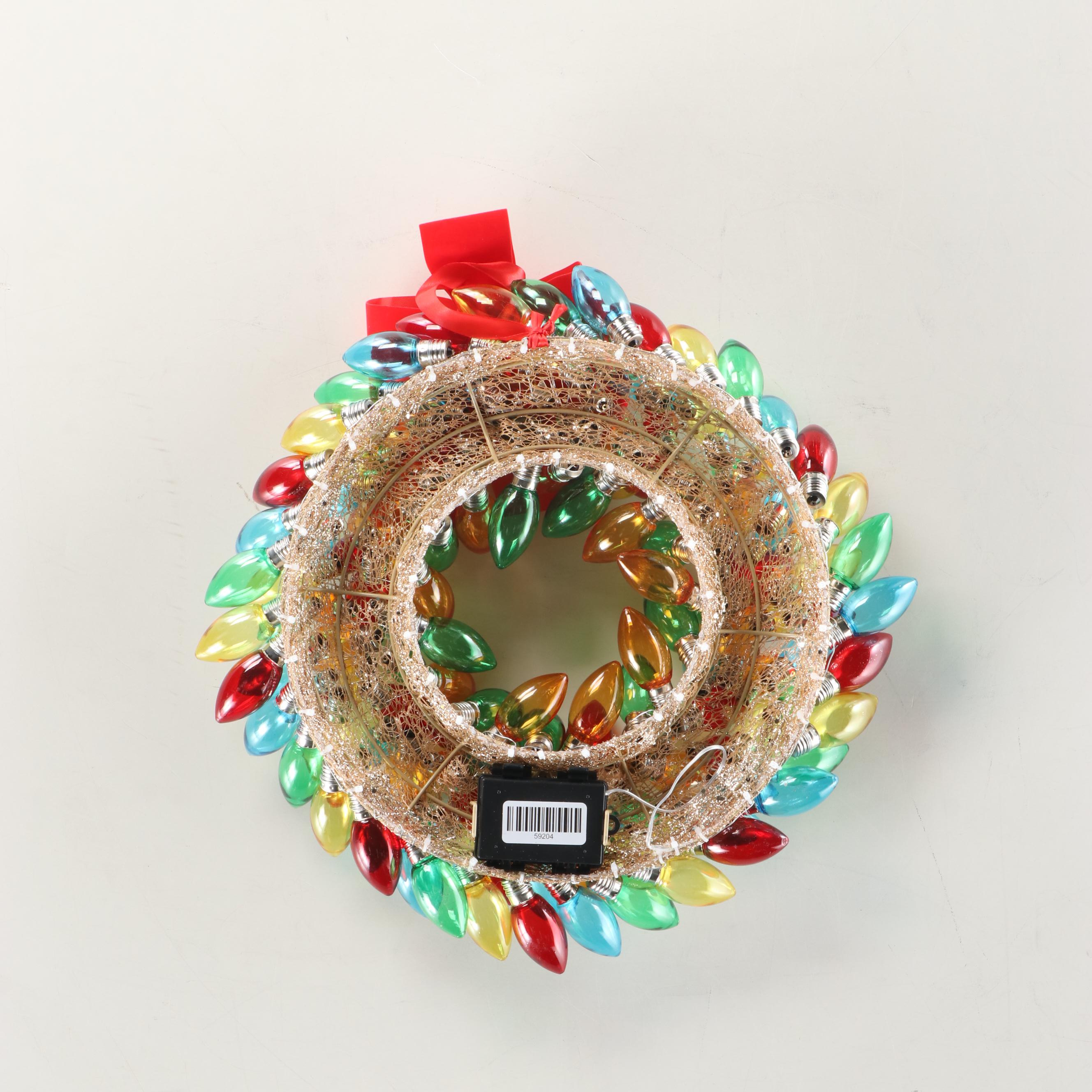 St. Nick's Choice Christmas Tree Skirts with Illuminated Lightbulb Wreath