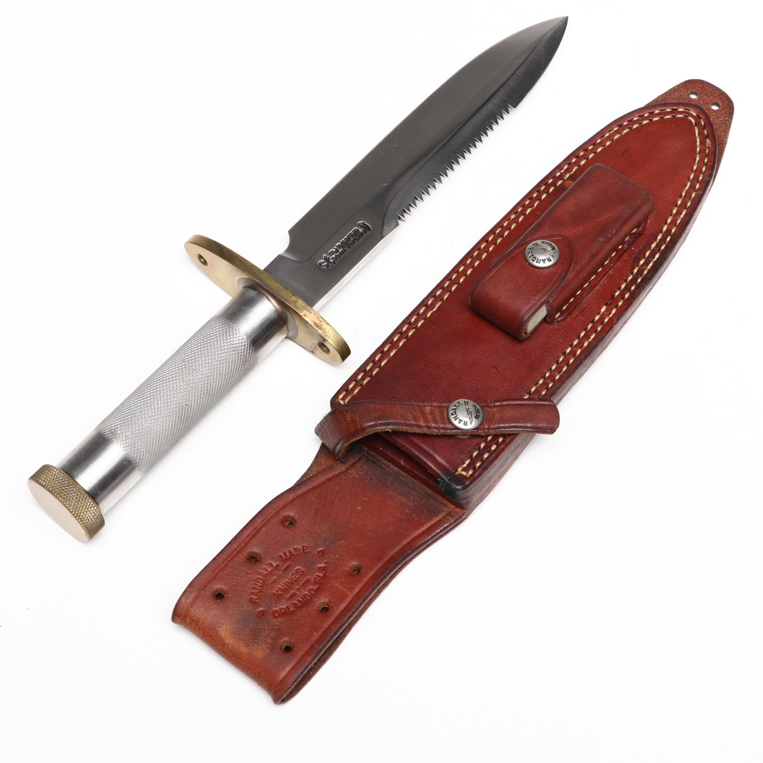 Randall Model 18 Steel Survival Knife Survival Knife in Leather Scabbard