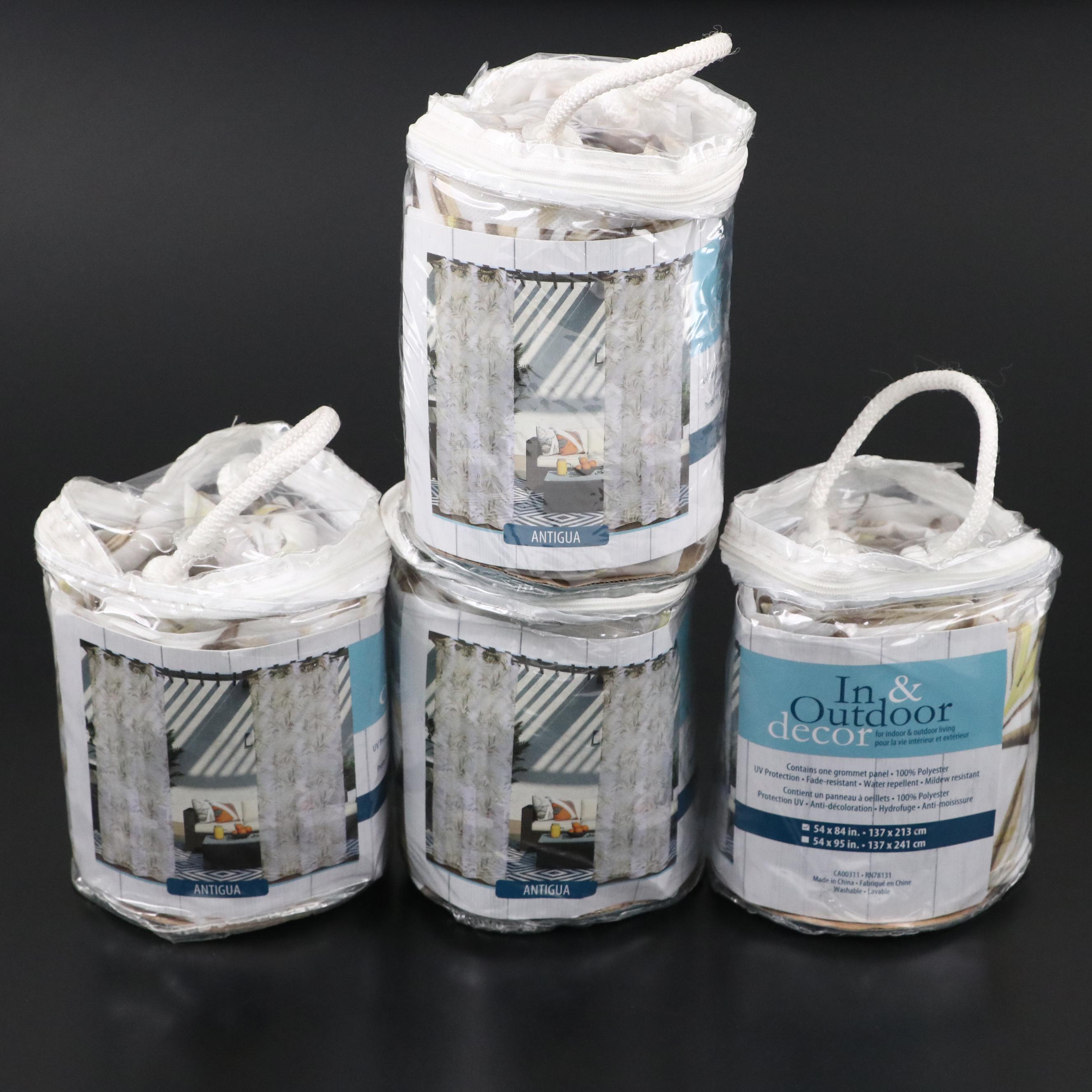 In & Outdoor Decor 84" Grommet Top "Antigua" Patio Curtains, Set of Four