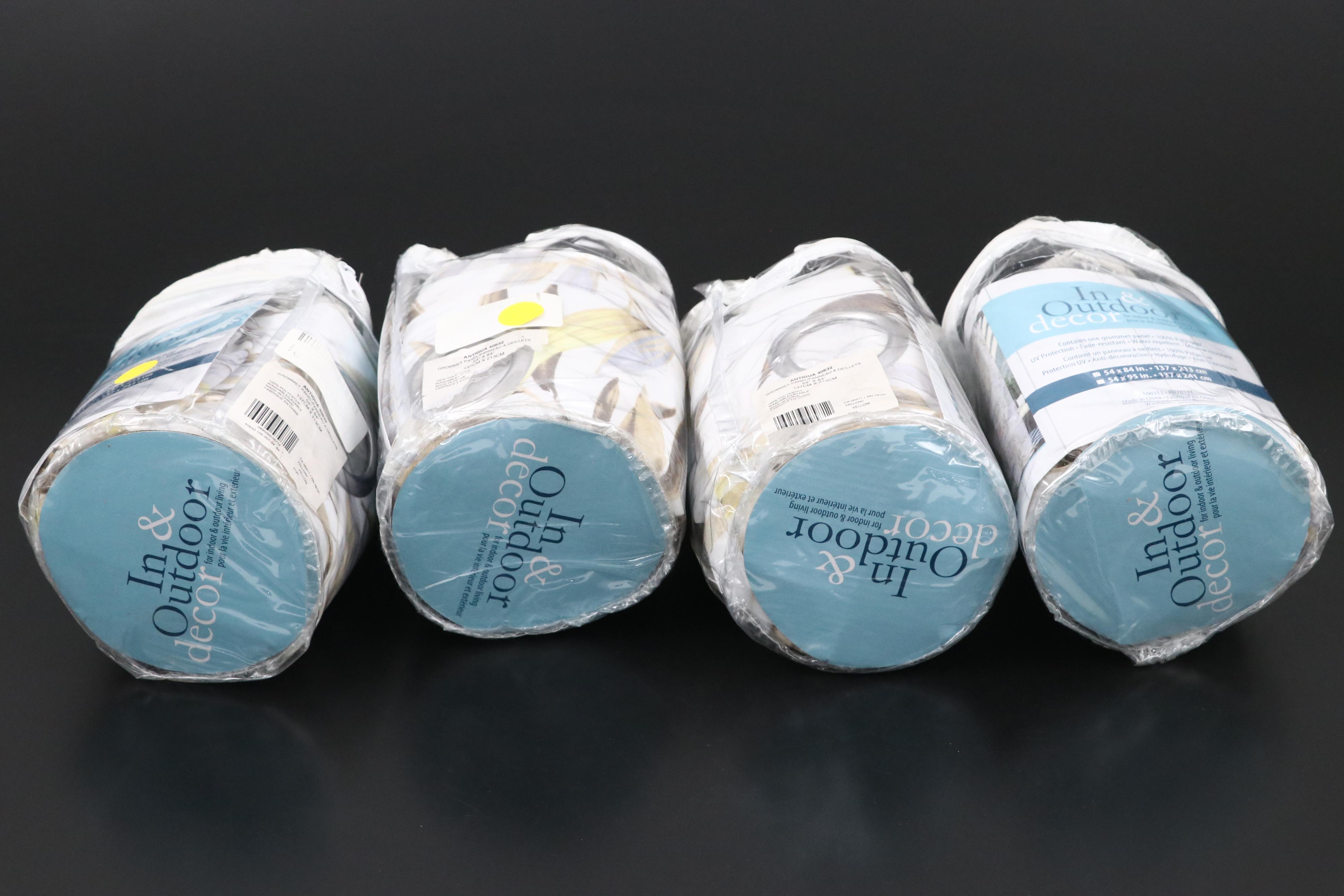 In & Outdoor Decor 84" Grommet Top "Antigua" Patio Curtains, Set of Four