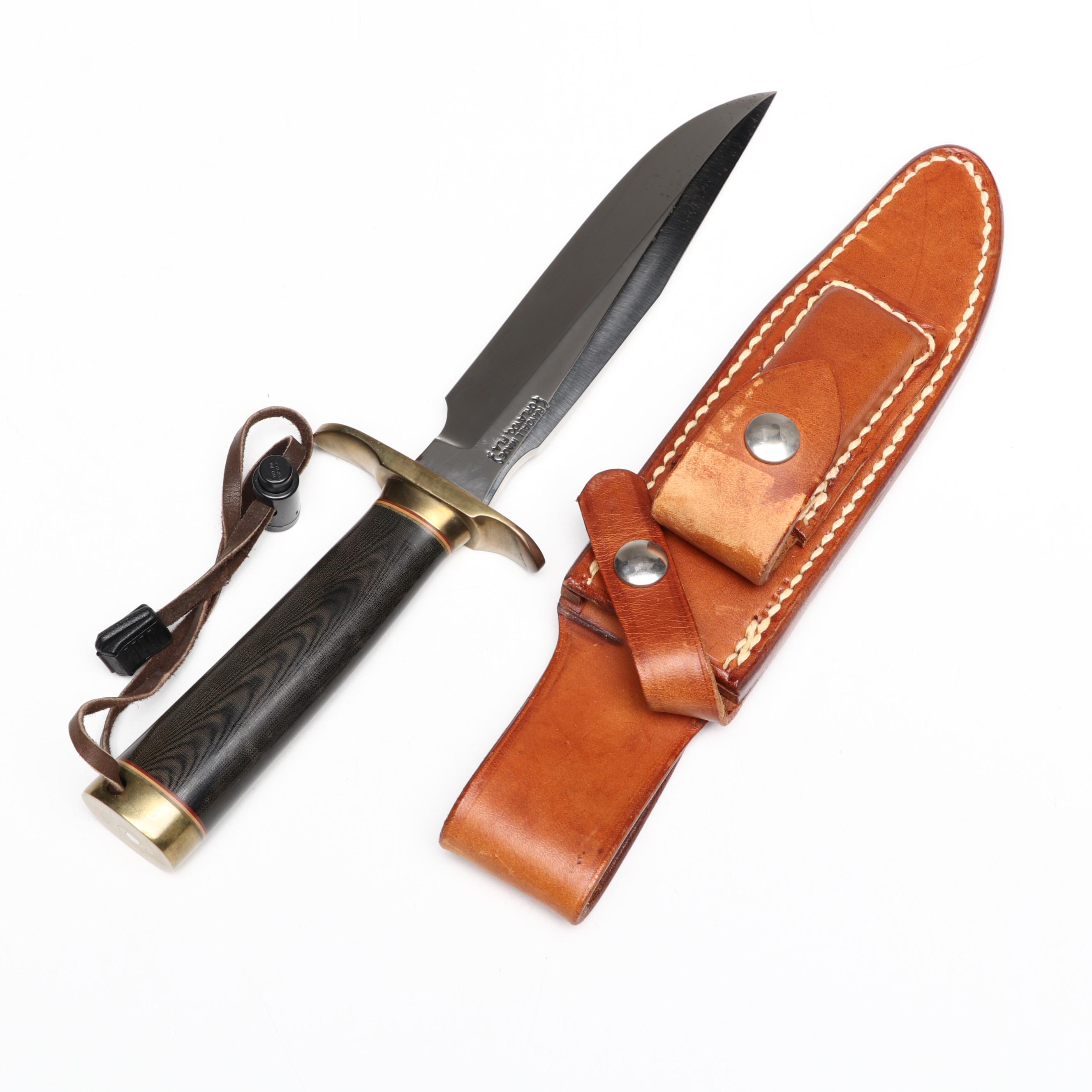 Randall Model 1 Stainless Steel and Micarta Handled Fighter Knife in Scabbard