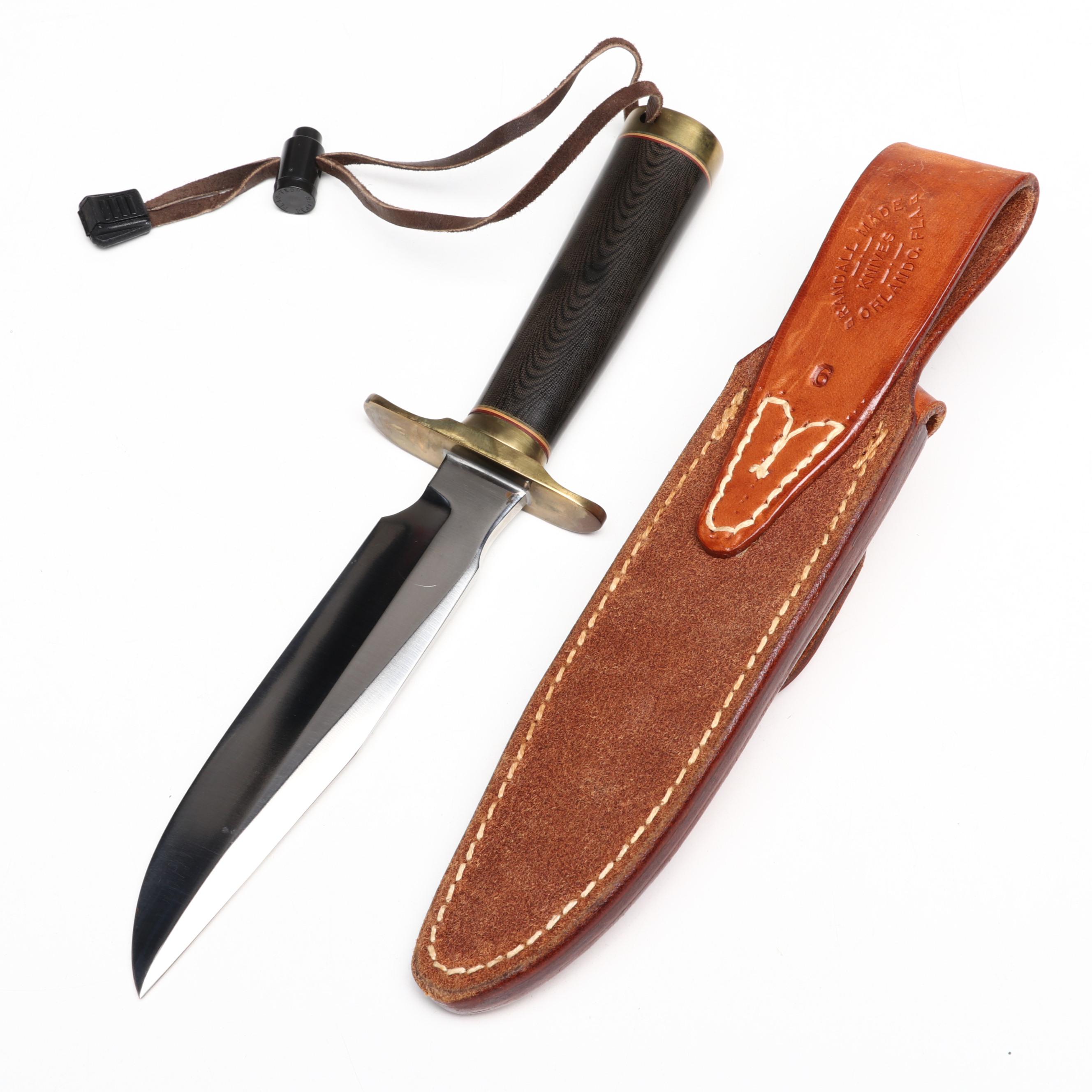 Randall Model 1 Stainless Steel and Micarta Handled Fighter Knife in Scabbard