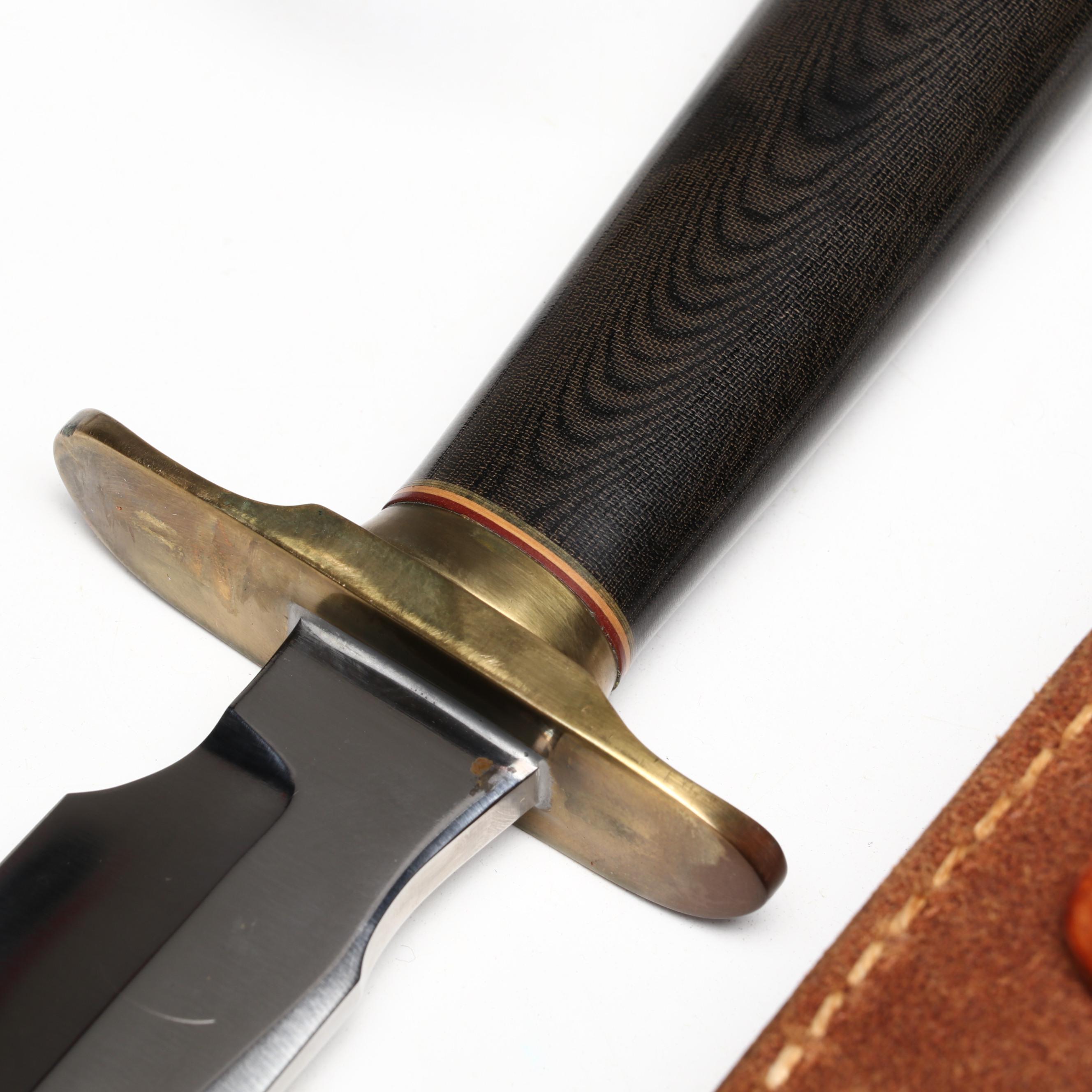 Randall Model 1 Stainless Steel and Micarta Handled Fighter Knife in Scabbard