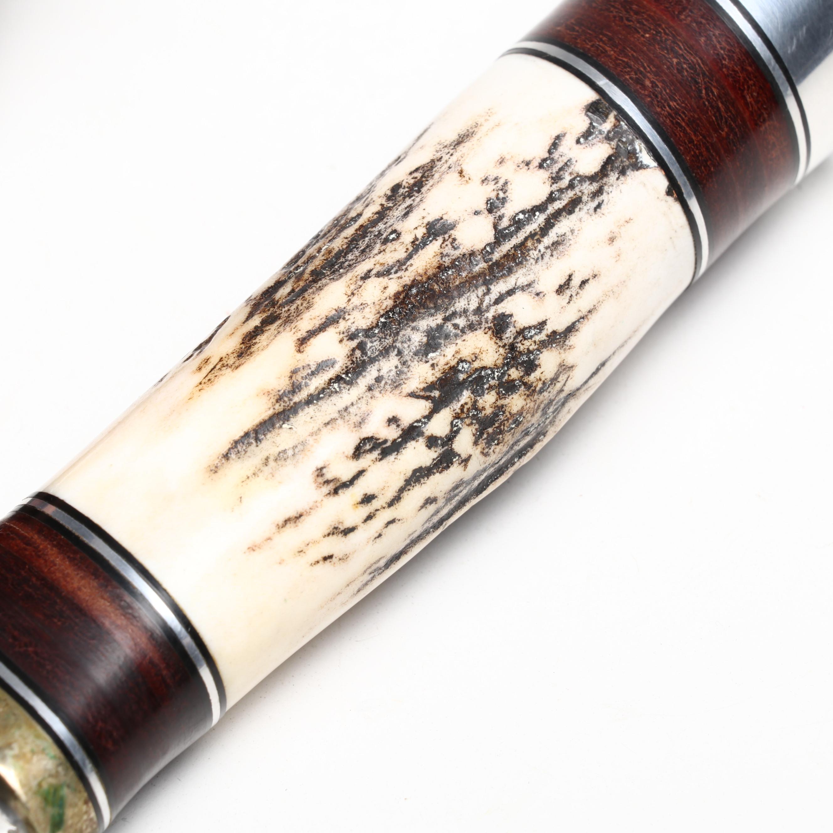 Randall Stainless Steel and Antler Handled Trapper Knife in Leather Scabbard