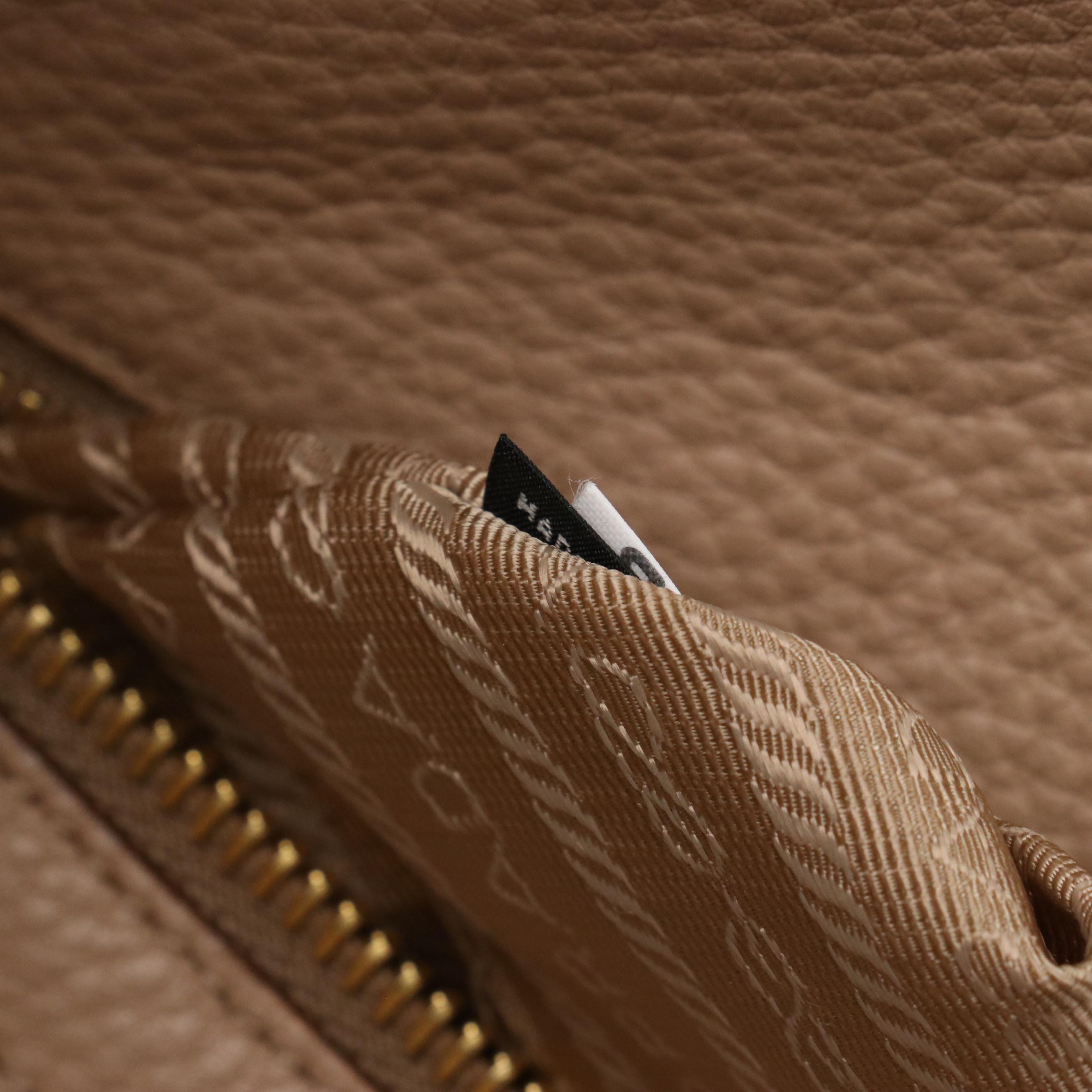 Prada Leather Shopping Tote Bag 1BG048 in Cammeo Vitello Daino Leather