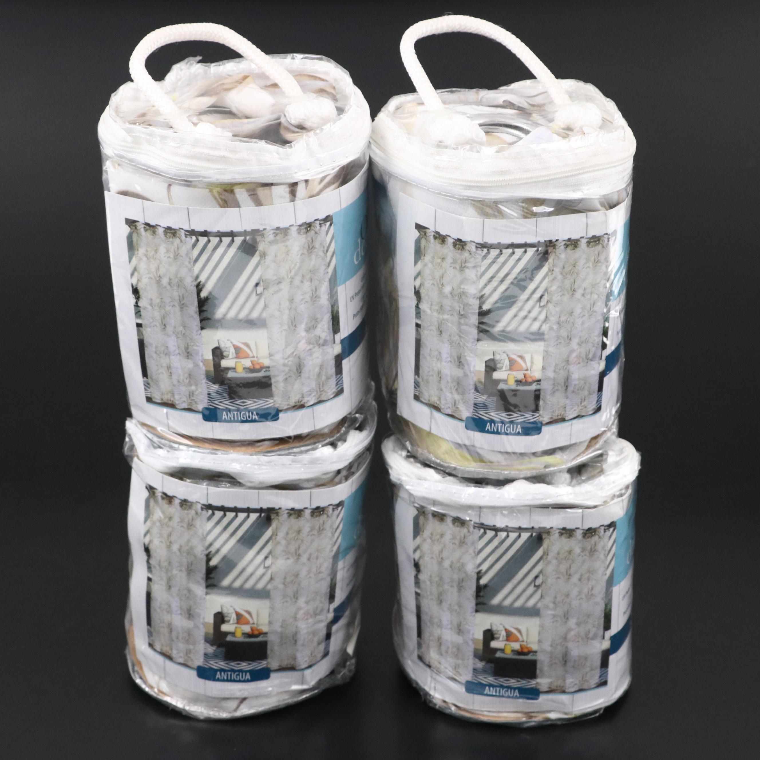 In & Outdoor Decor 84" Grommet Top "Antigua" Patio Curtains, Set of Four