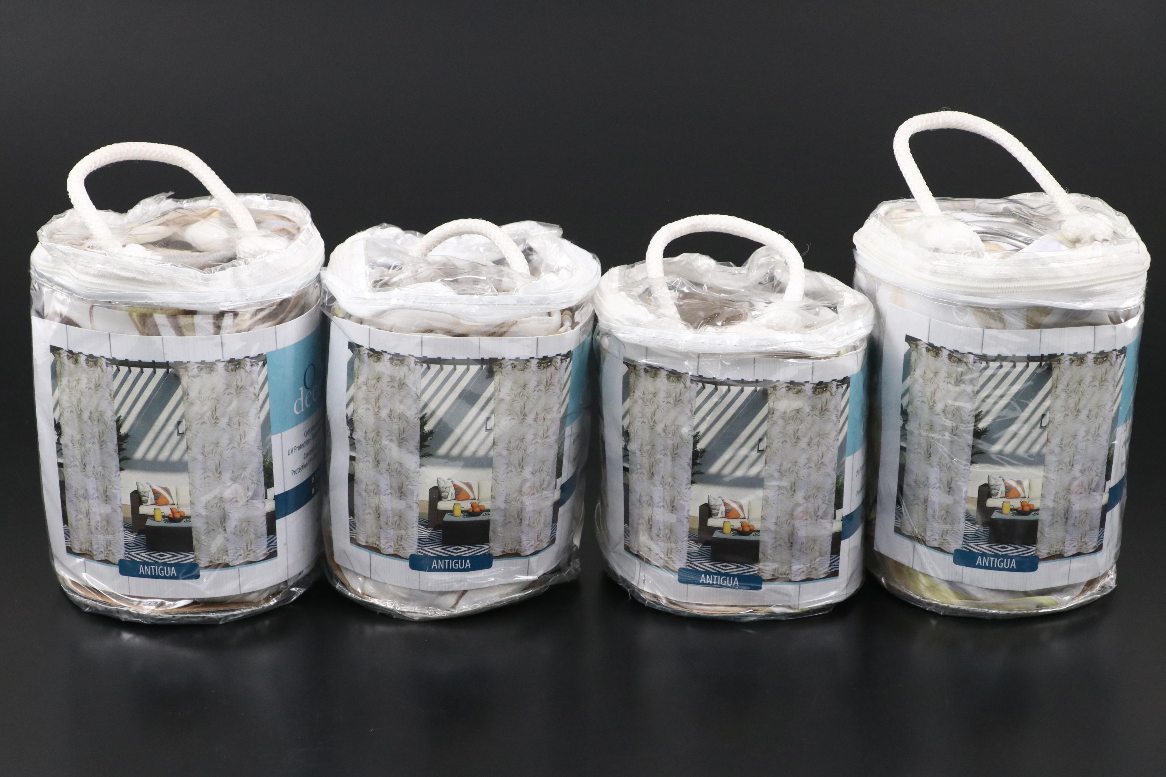 In & Outdoor Decor 84" Grommet Top "Antigua" Patio Curtains, Set of Four