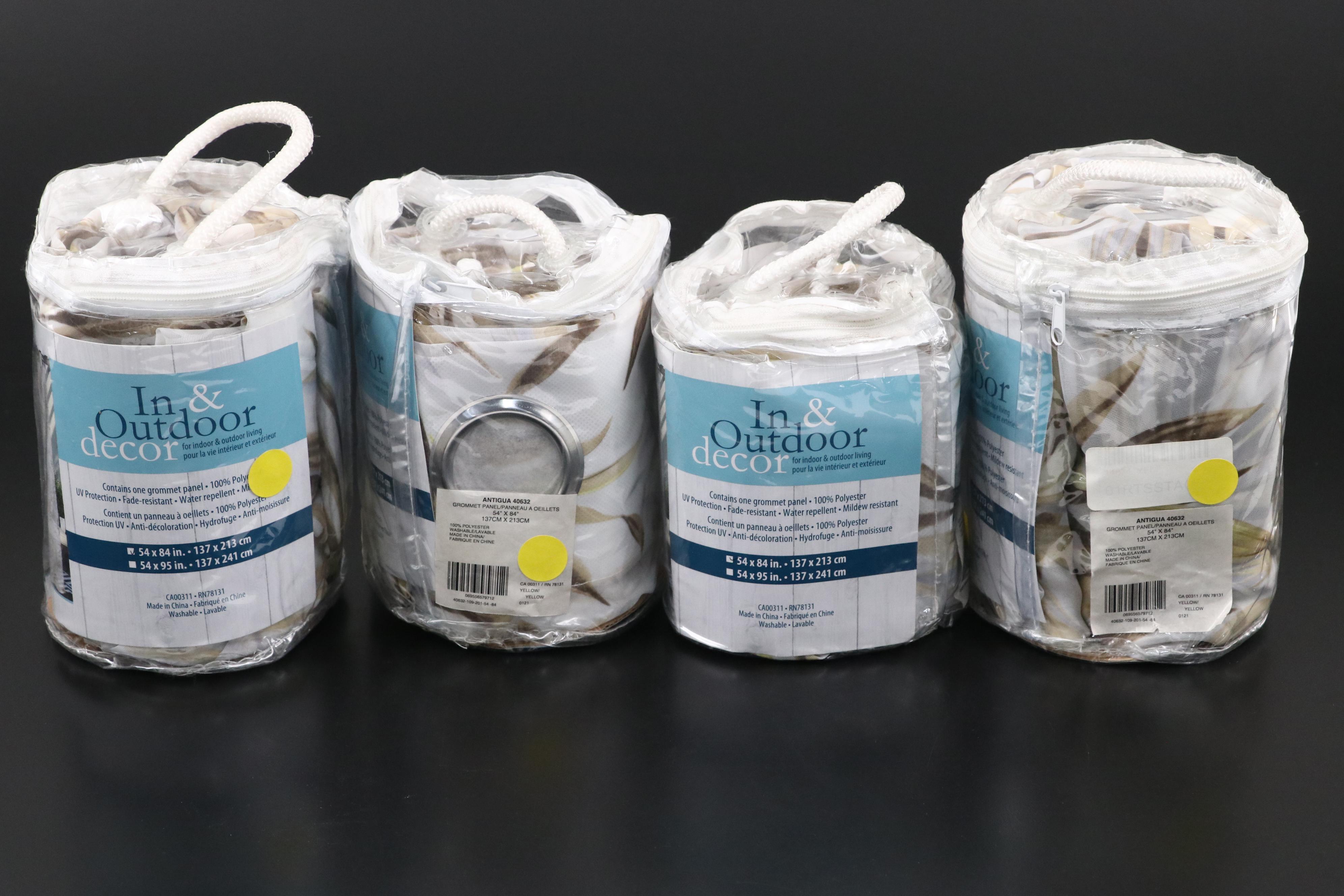 In & Outdoor Decor 84" Grommet Top "Antigua" Patio Curtains, Set of Four