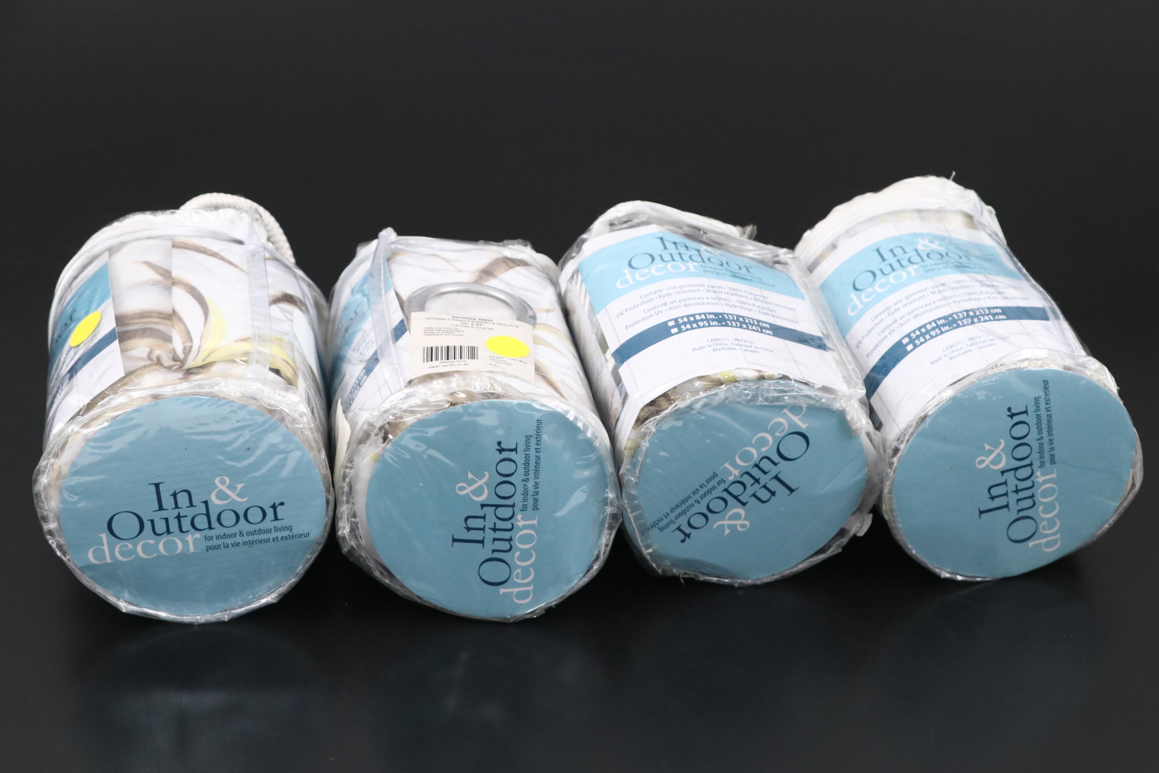 In & Outdoor Decor 84" Grommet Top "Antigua" Patio Curtains, Set of Four