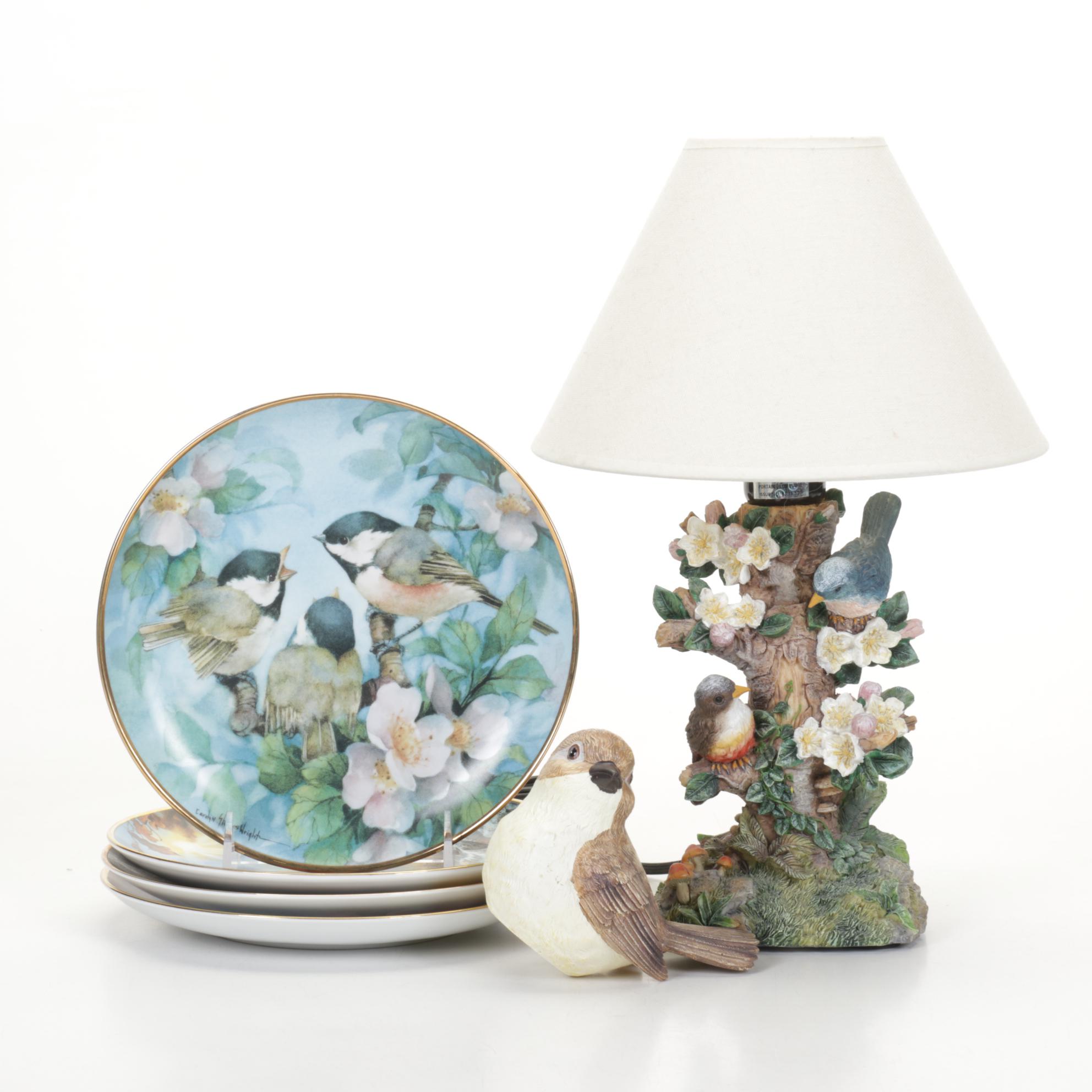 Franklin Mint Limited Edition Porcelain Collectors Plates, Bird Lamp and Figure