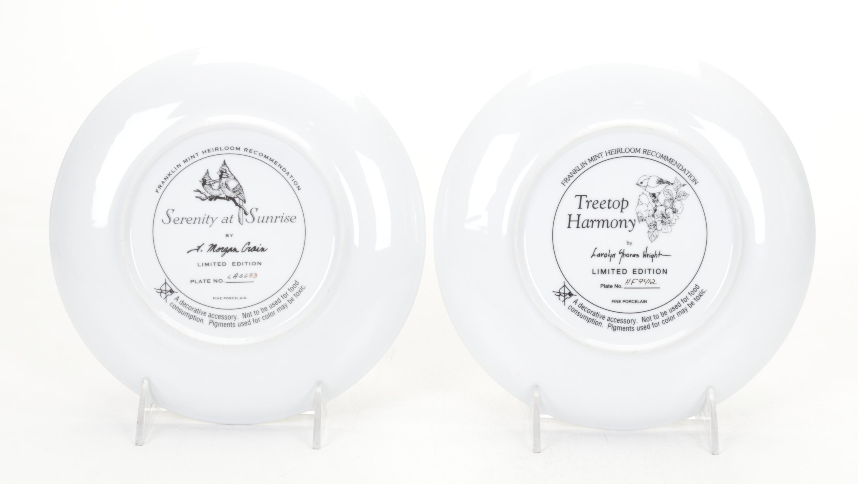 Franklin Mint Limited Edition Porcelain Collectors Plates, Bird Lamp and Figure