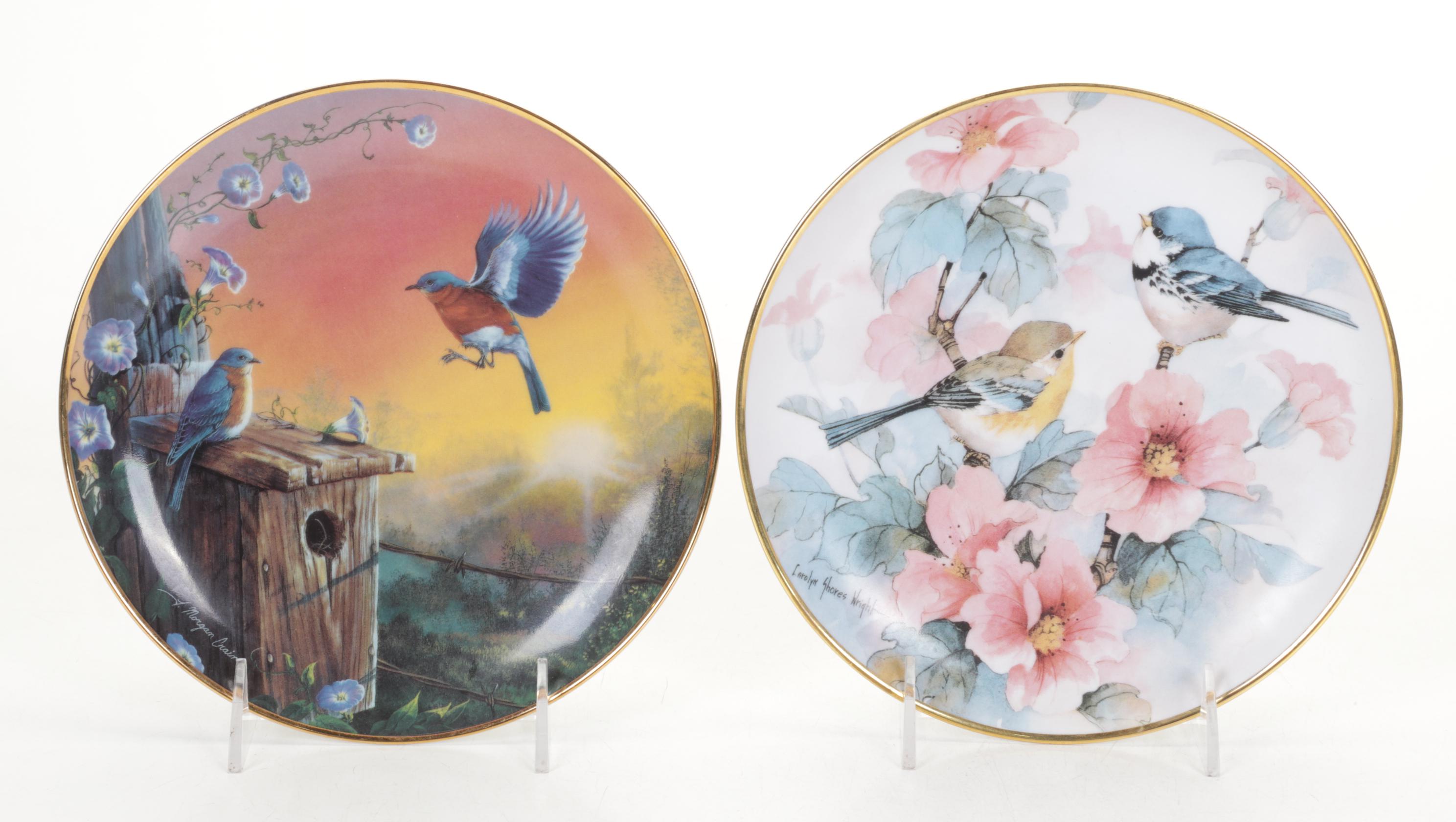 Franklin Mint Limited Edition Porcelain Collectors Plates, Bird Lamp and Figure