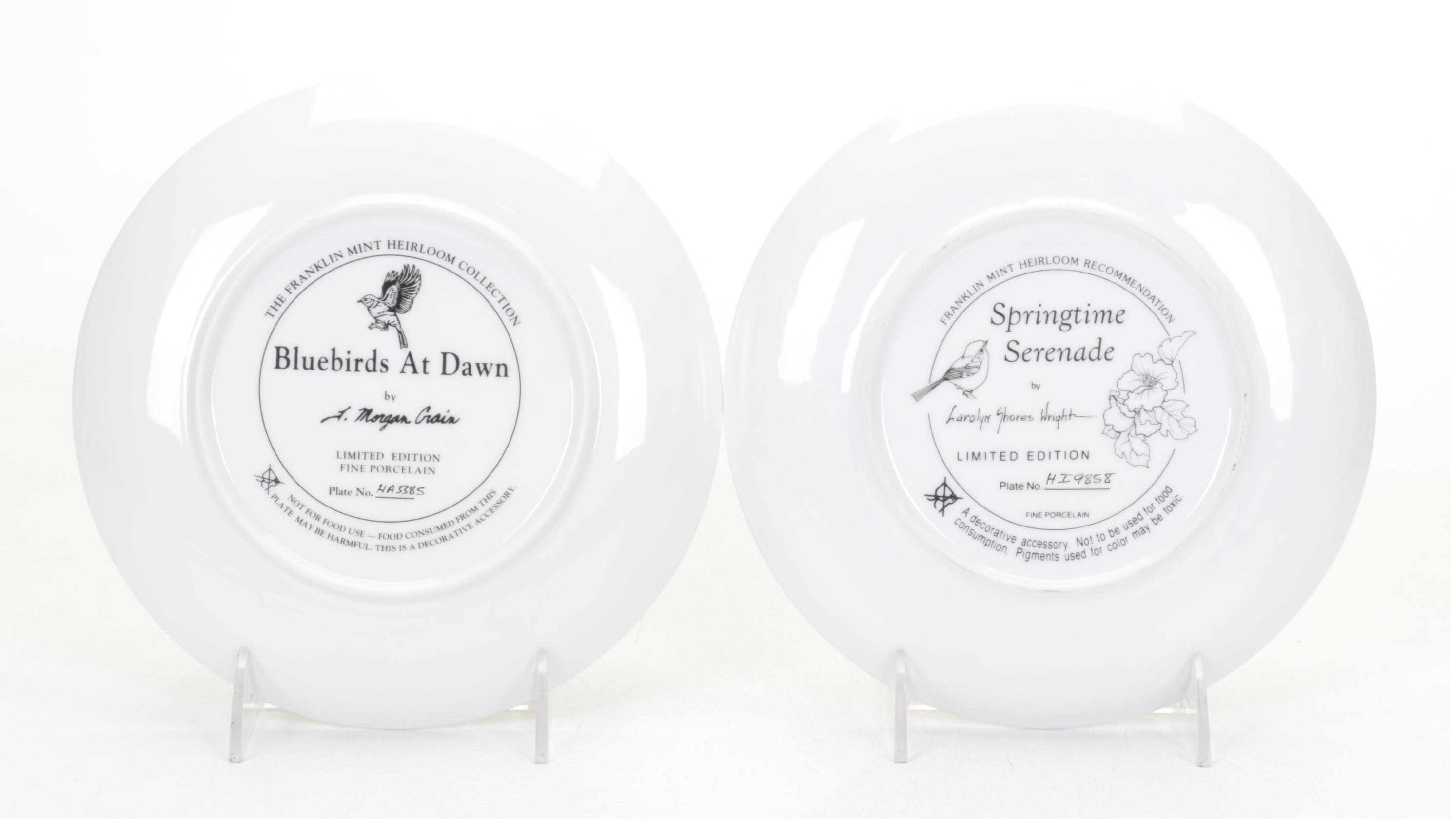 Franklin Mint Limited Edition Porcelain Collectors Plates, Bird Lamp and Figure