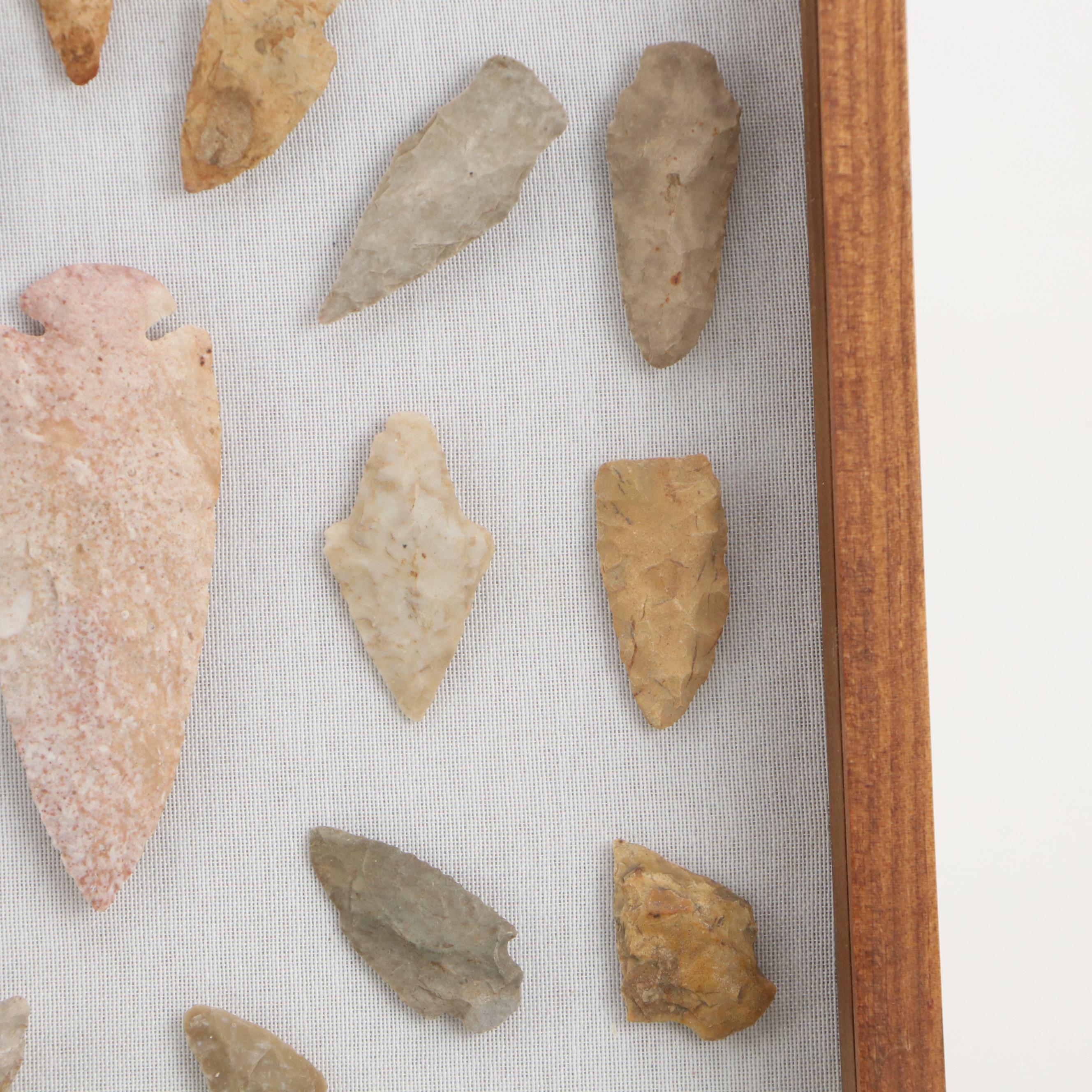 Ohio Dovetail and Other Knapped Flint Arrowheads, Archaic and Woodland Period
