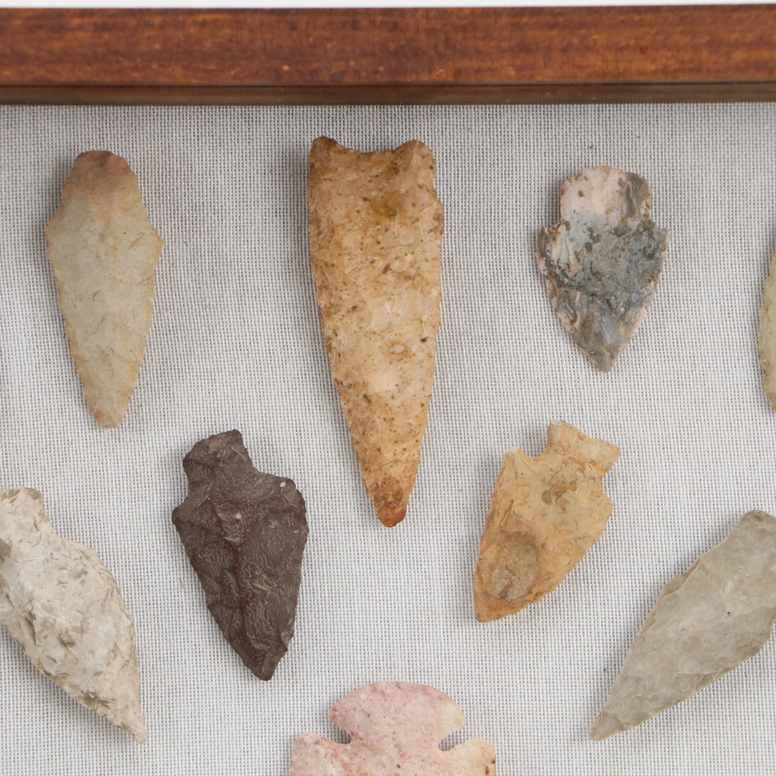 Ohio Dovetail and Other Knapped Flint Arrowheads, Archaic and Woodland Period