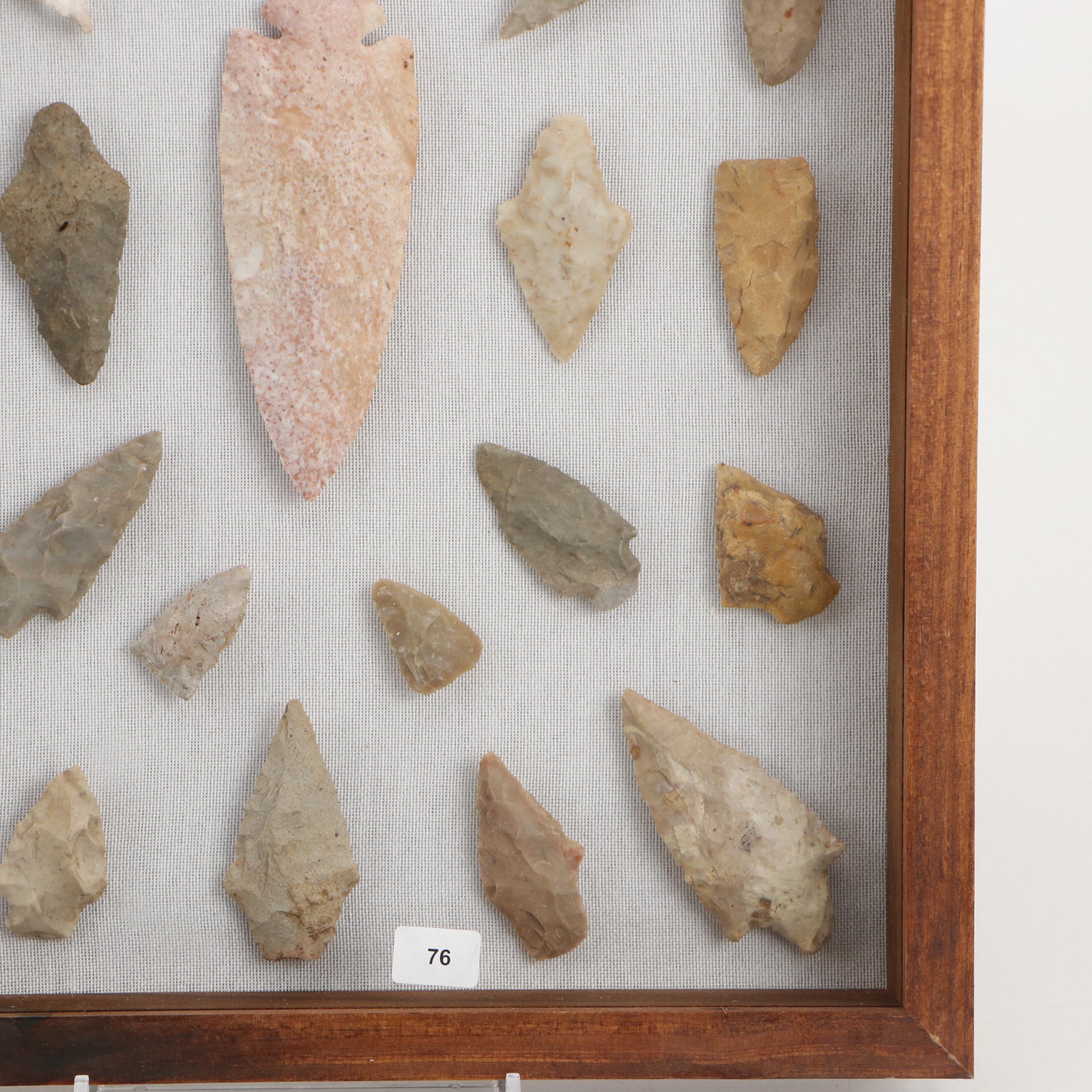 Ohio Dovetail and Other Knapped Flint Arrowheads, Archaic and Woodland Period