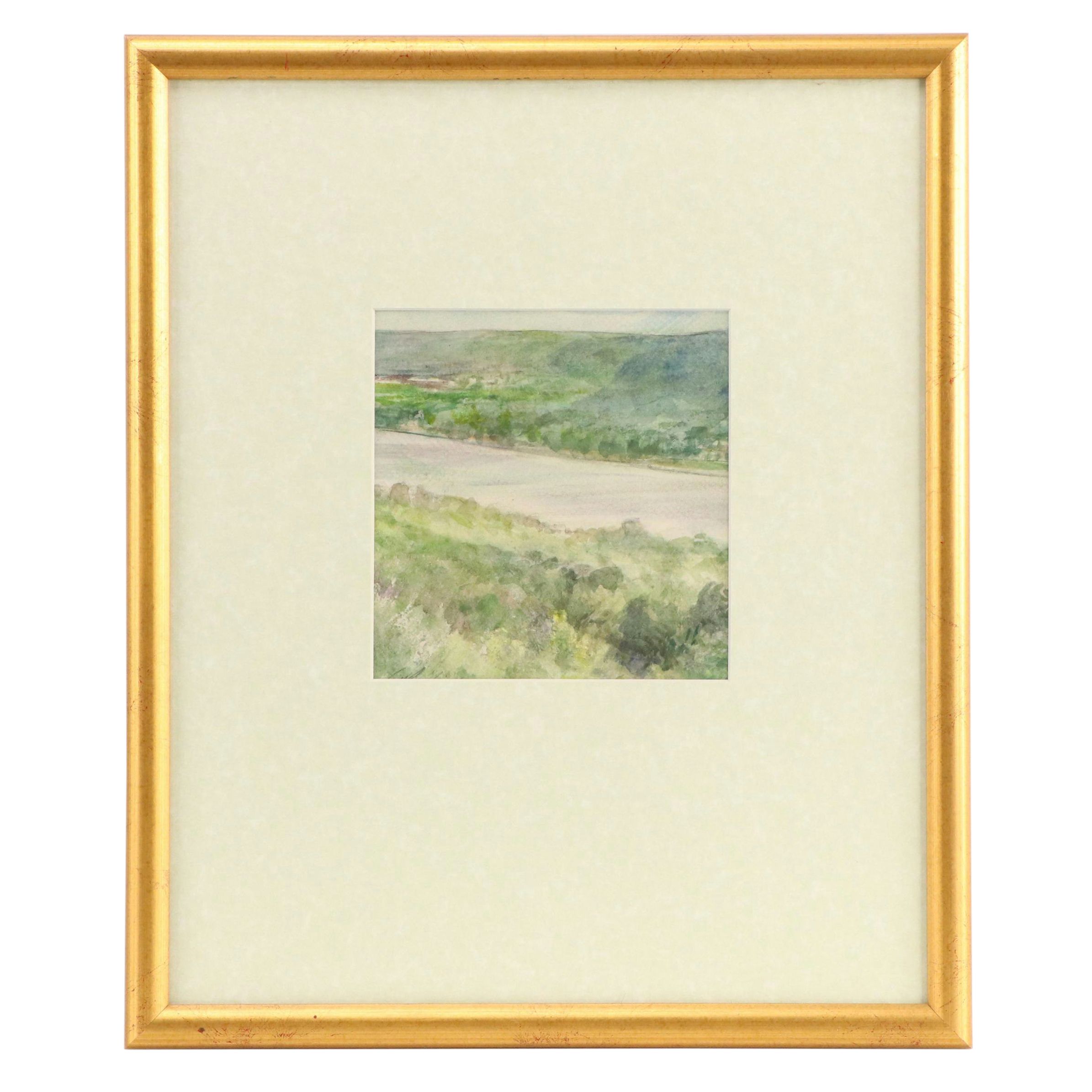 Lee Spurling Landscape Watercolor Painting "Hillsides in Spring," 2003