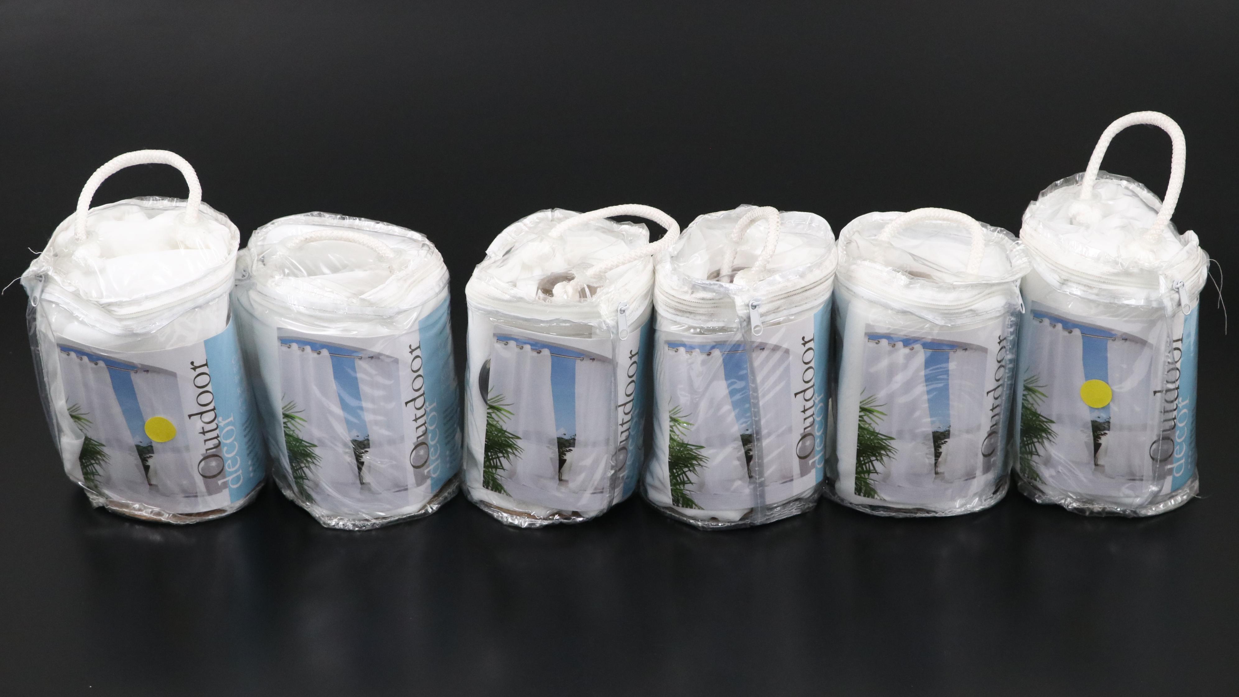 Outdoor Decor 84" Grommet Top "Escape" Patio Curtain Sheers, Set of Six