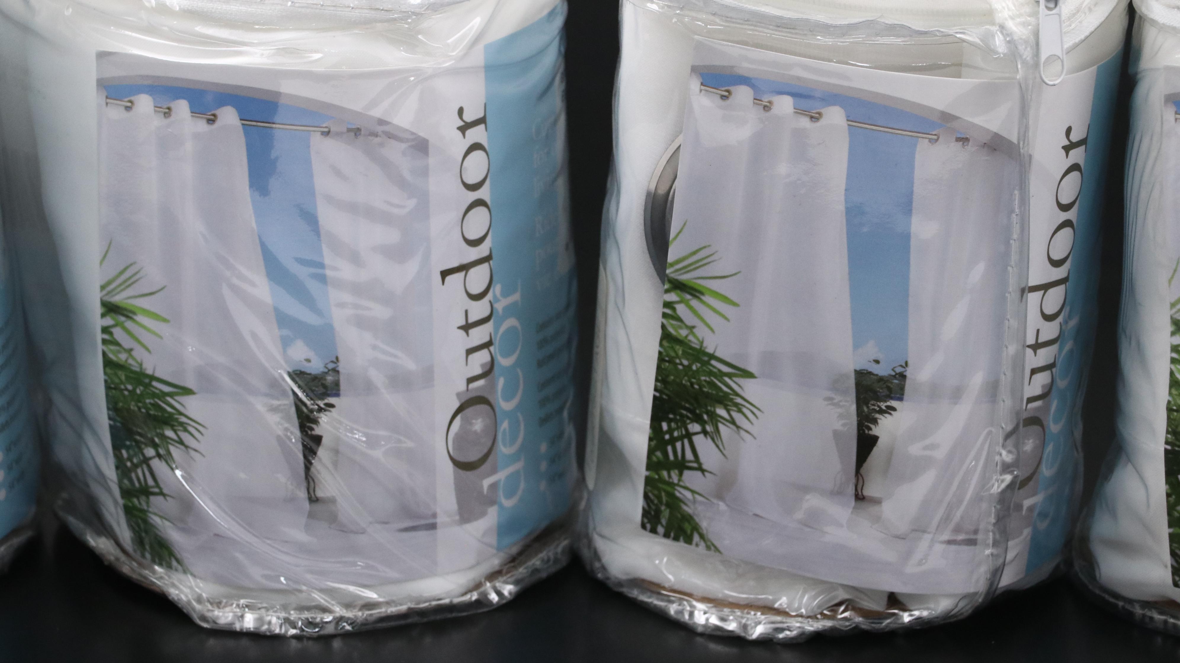 Outdoor Decor 84" Grommet Top "Escape" Patio Curtain Sheers, Set of Six