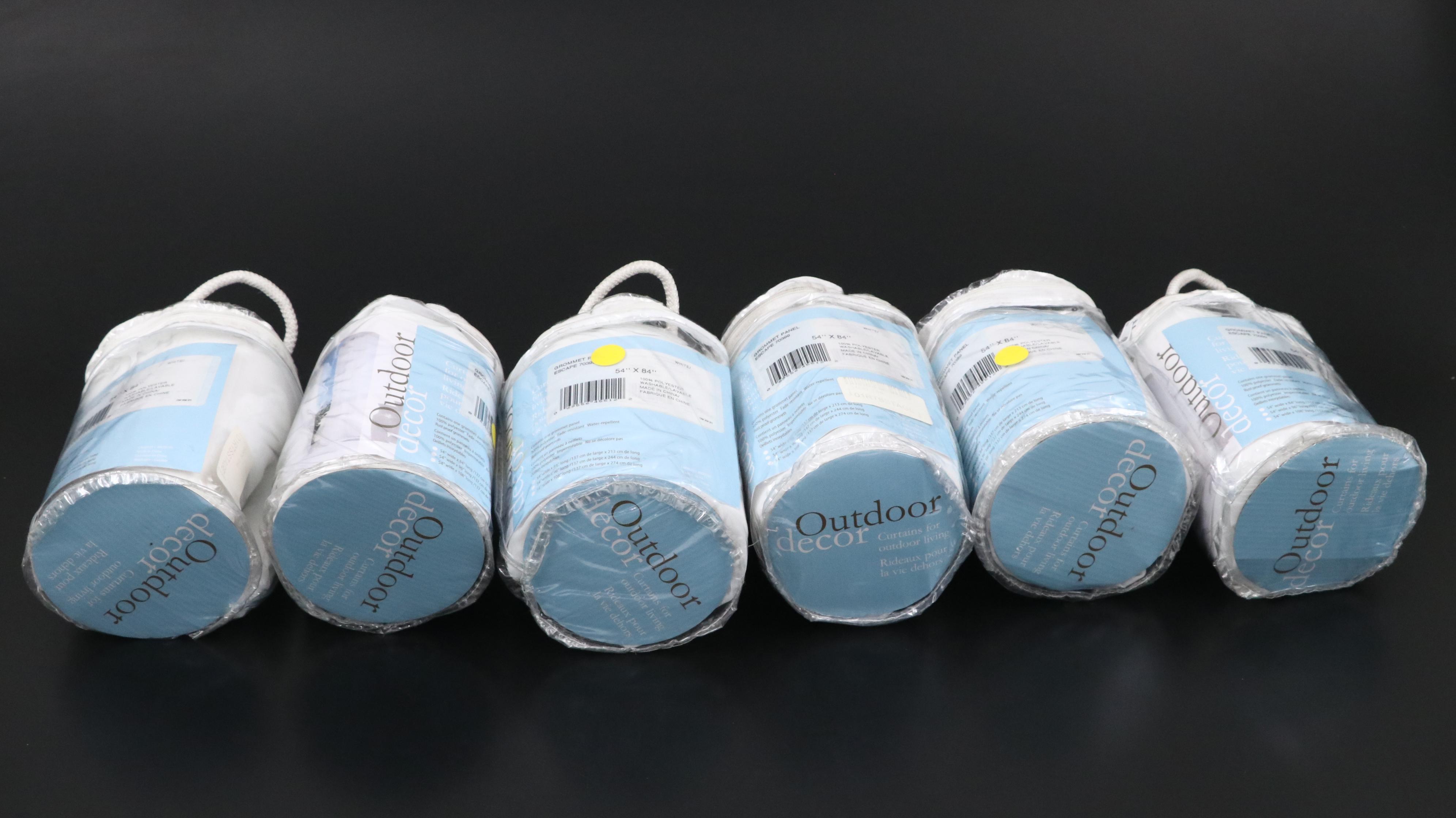 Outdoor Decor 84" Grommet Top "Escape" Patio Curtain Sheers, Set of Six