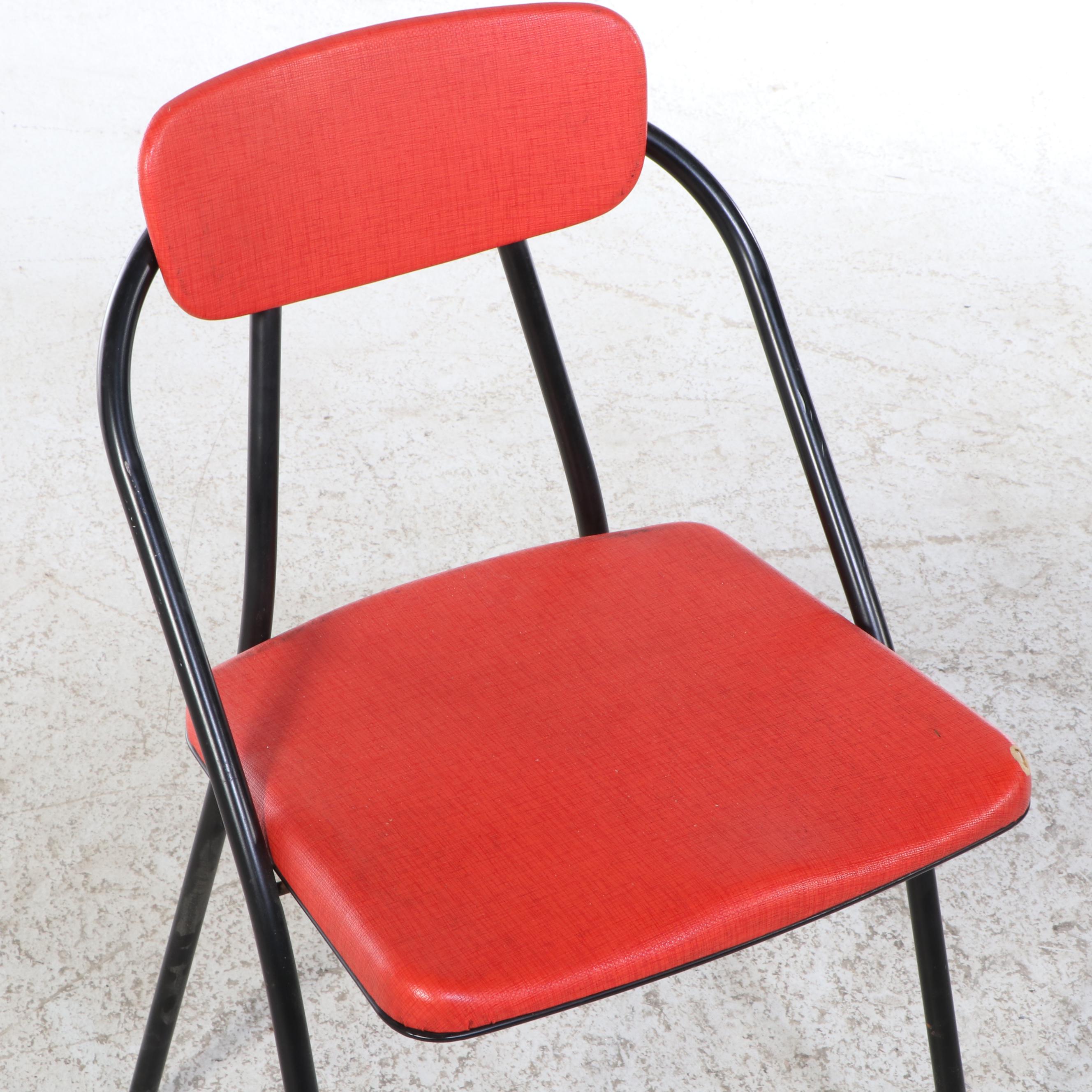 Folding Game Table and Four Modernist Style Chairs, Mid-20th Century