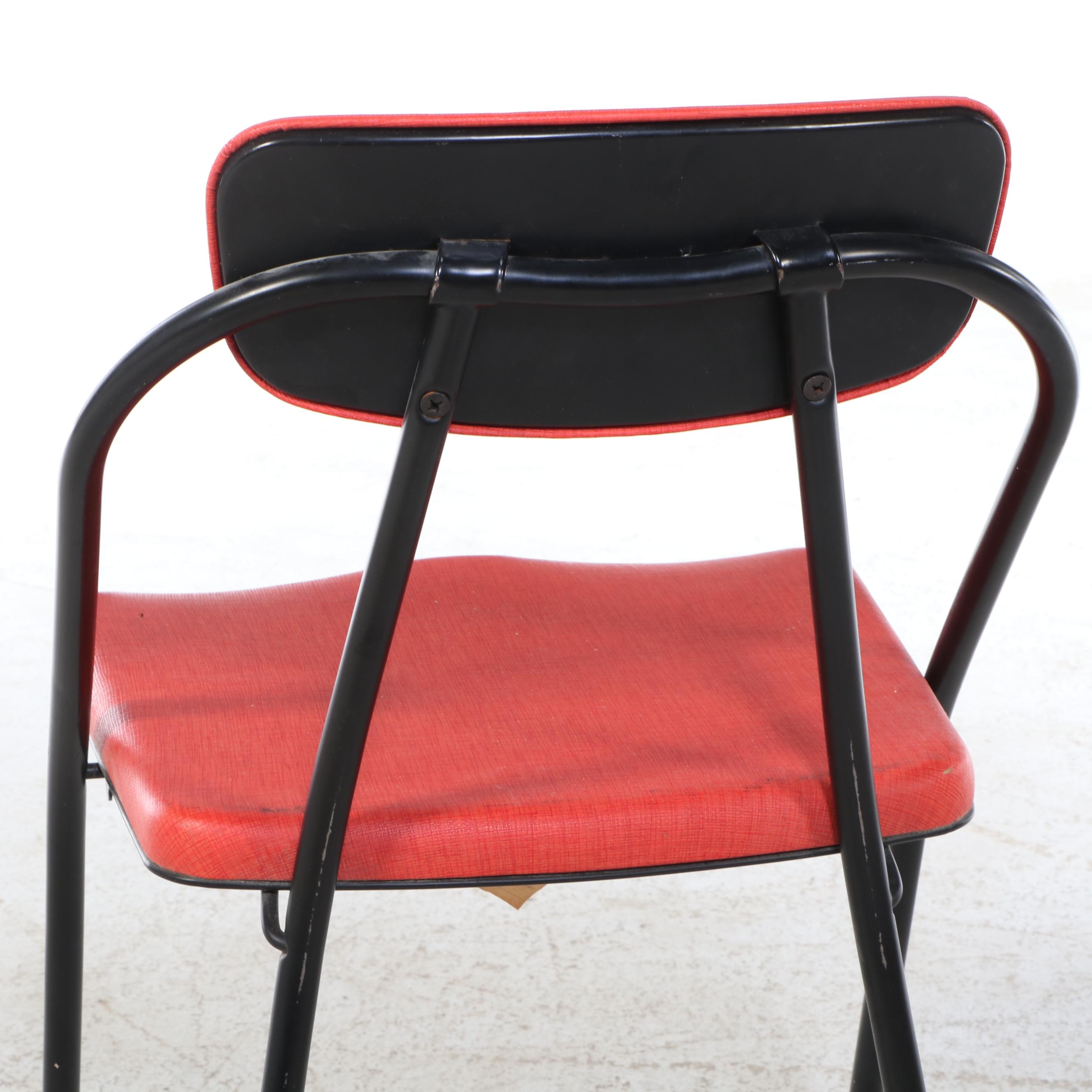 Folding Game Table and Four Modernist Style Chairs, Mid-20th Century
