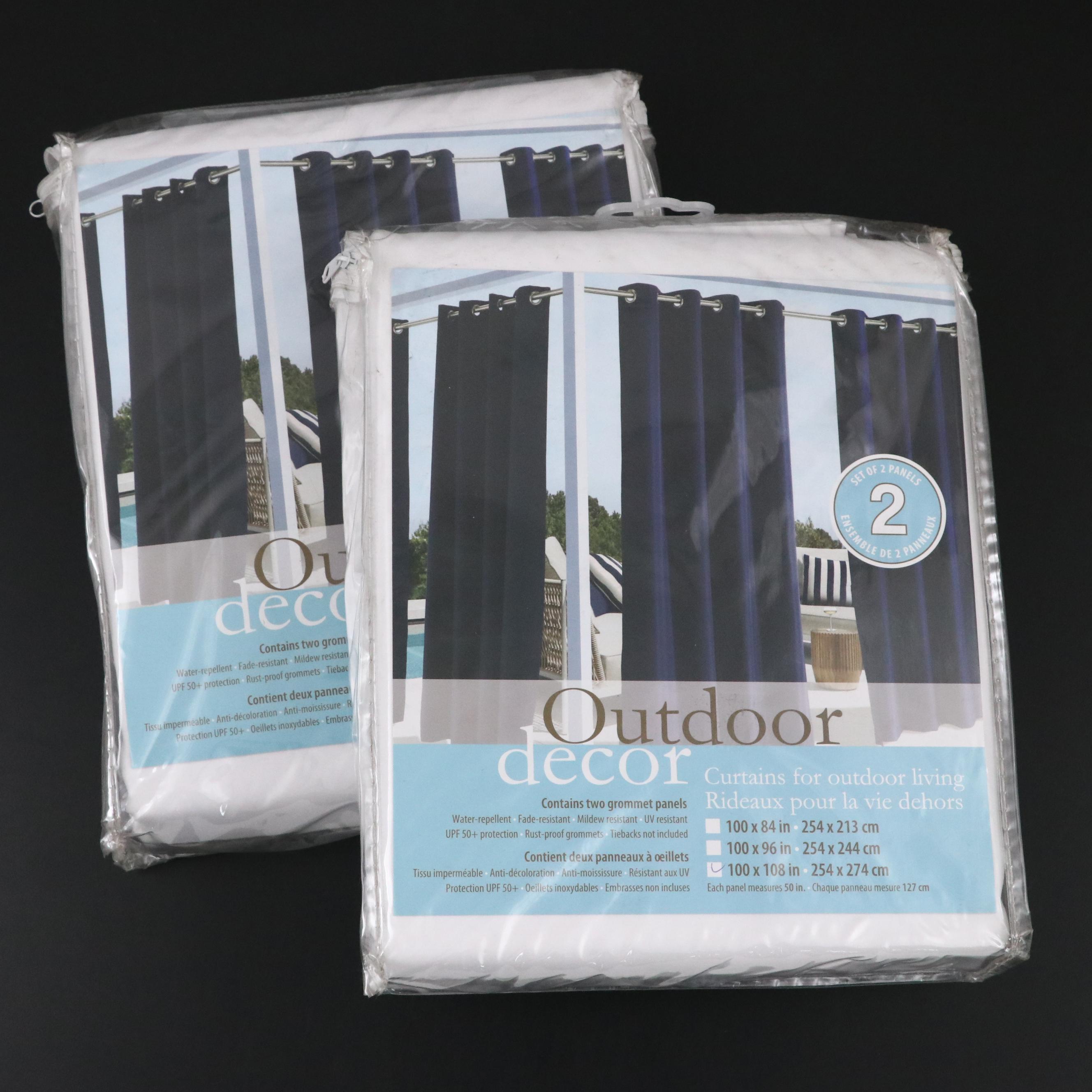 Outdoor Decor 108" Navy Grommet Top Patio Privacy Panels, Set of Four