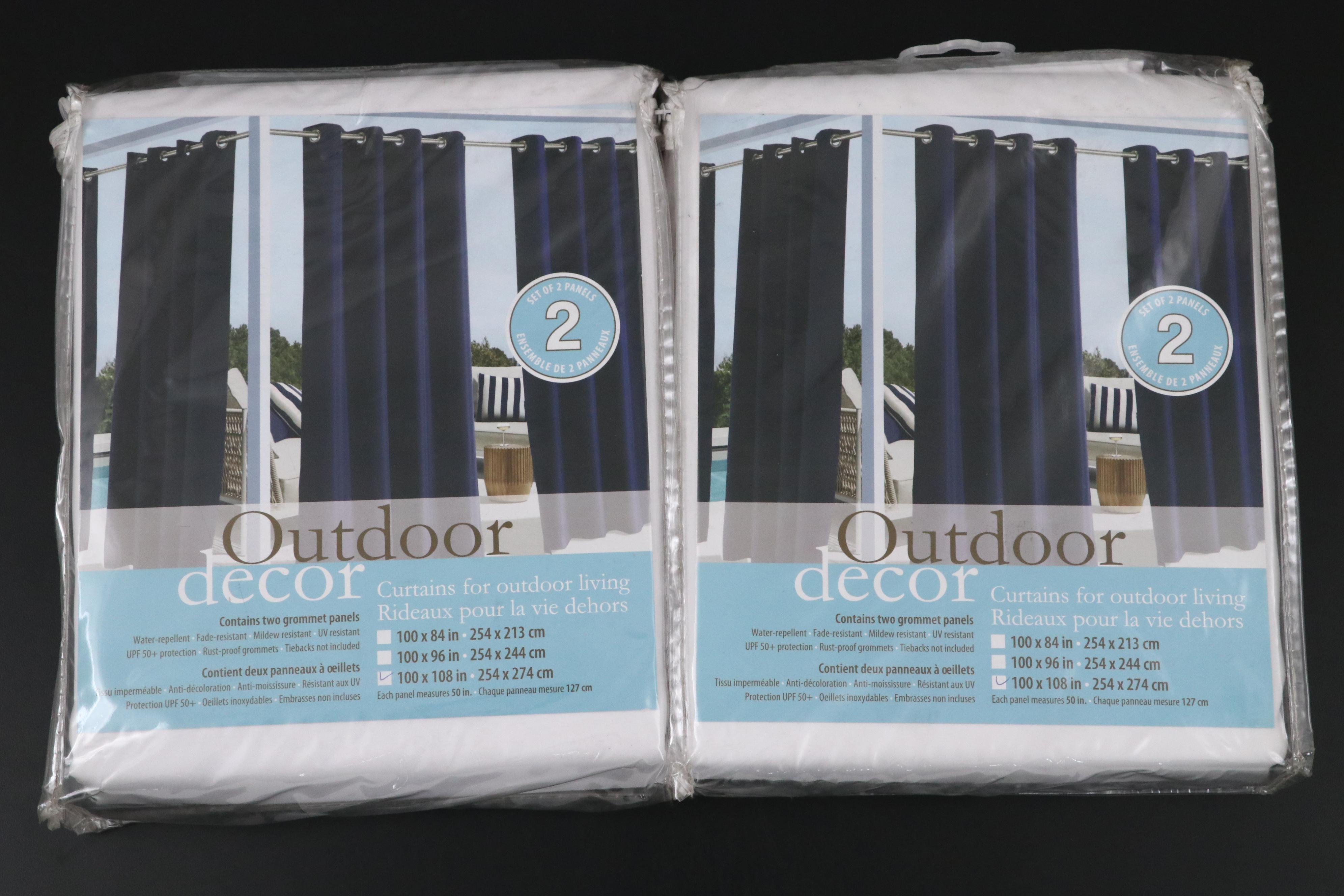 Outdoor Decor 108" Navy Grommet Top Patio Privacy Panels, Set of Four