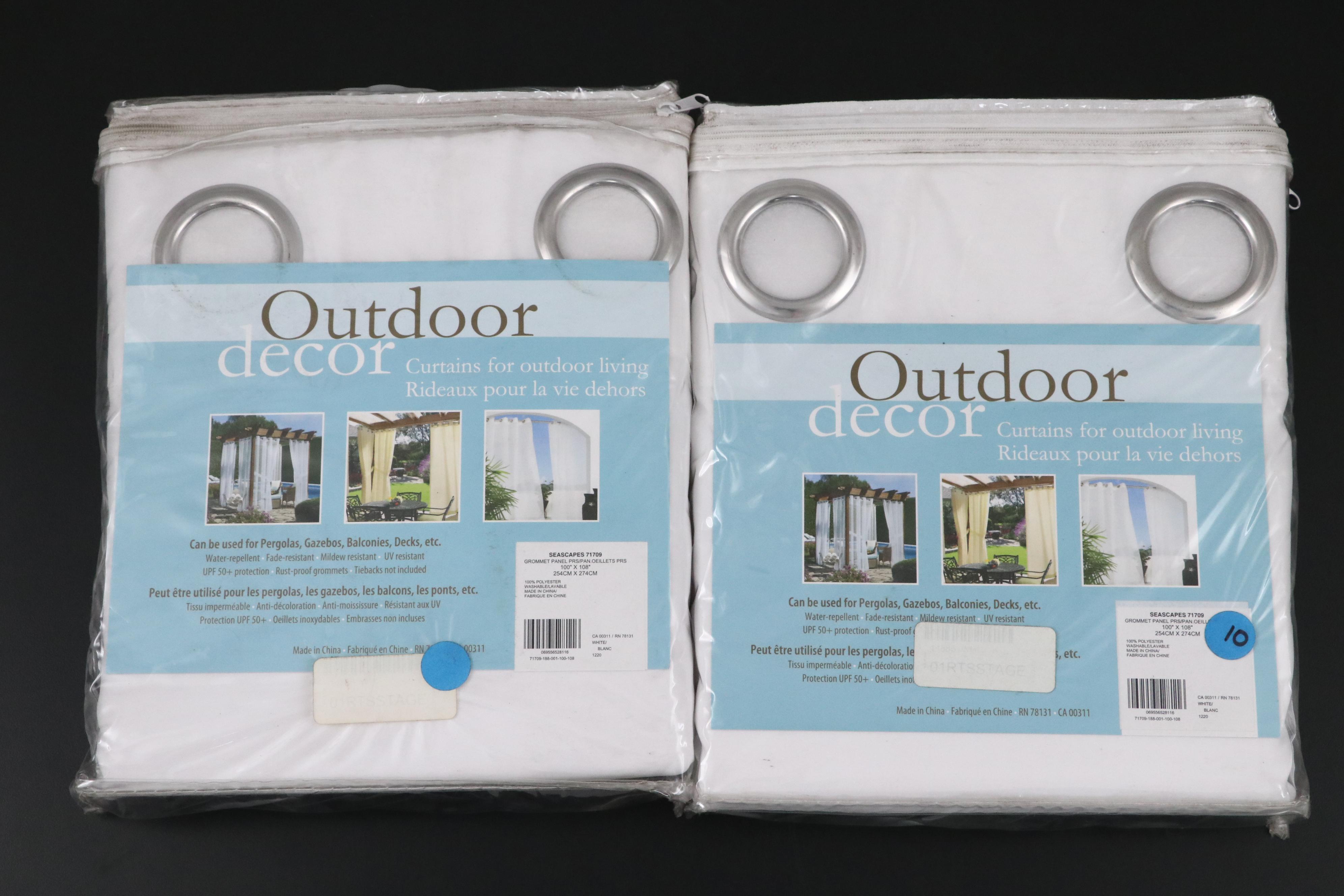 Outdoor Decor 108" Navy Grommet Top Patio Privacy Panels, Set of Four