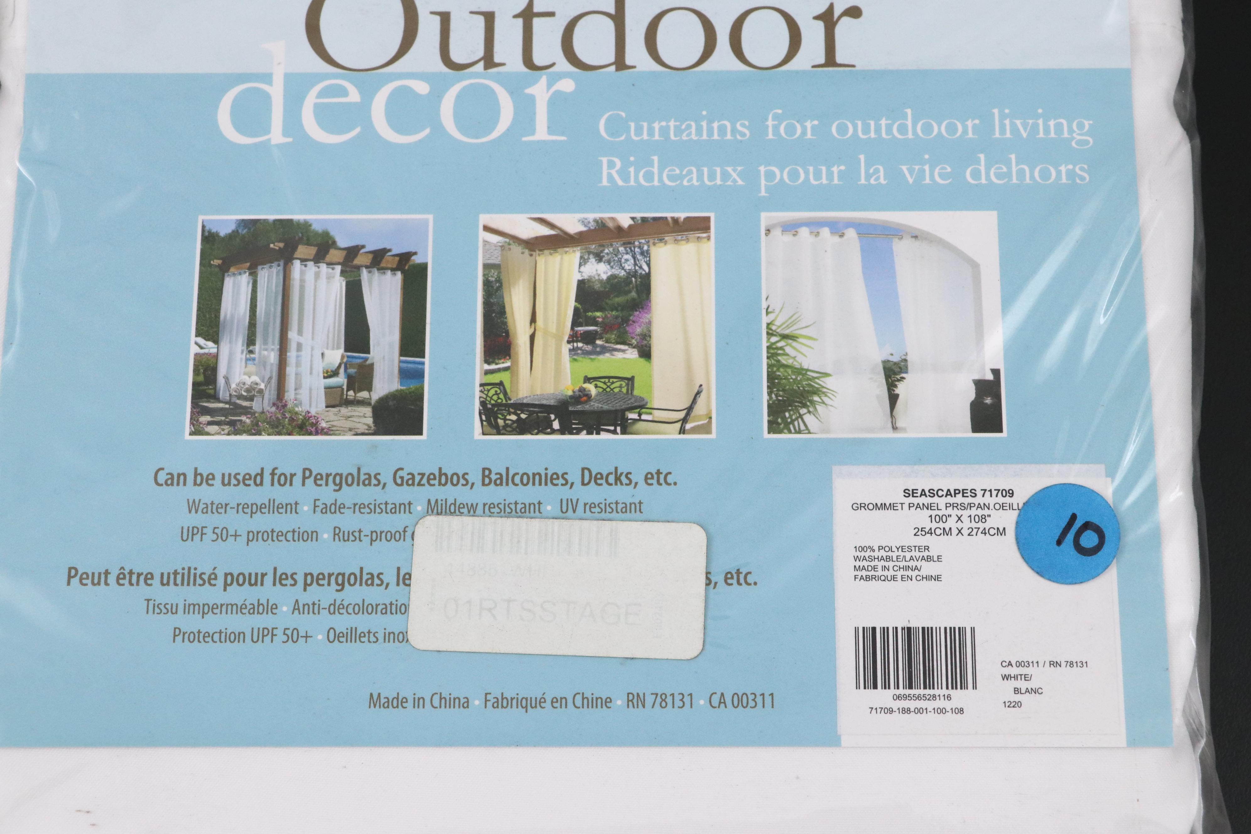 Outdoor Decor 108" Navy Grommet Top Patio Privacy Panels, Set of Four