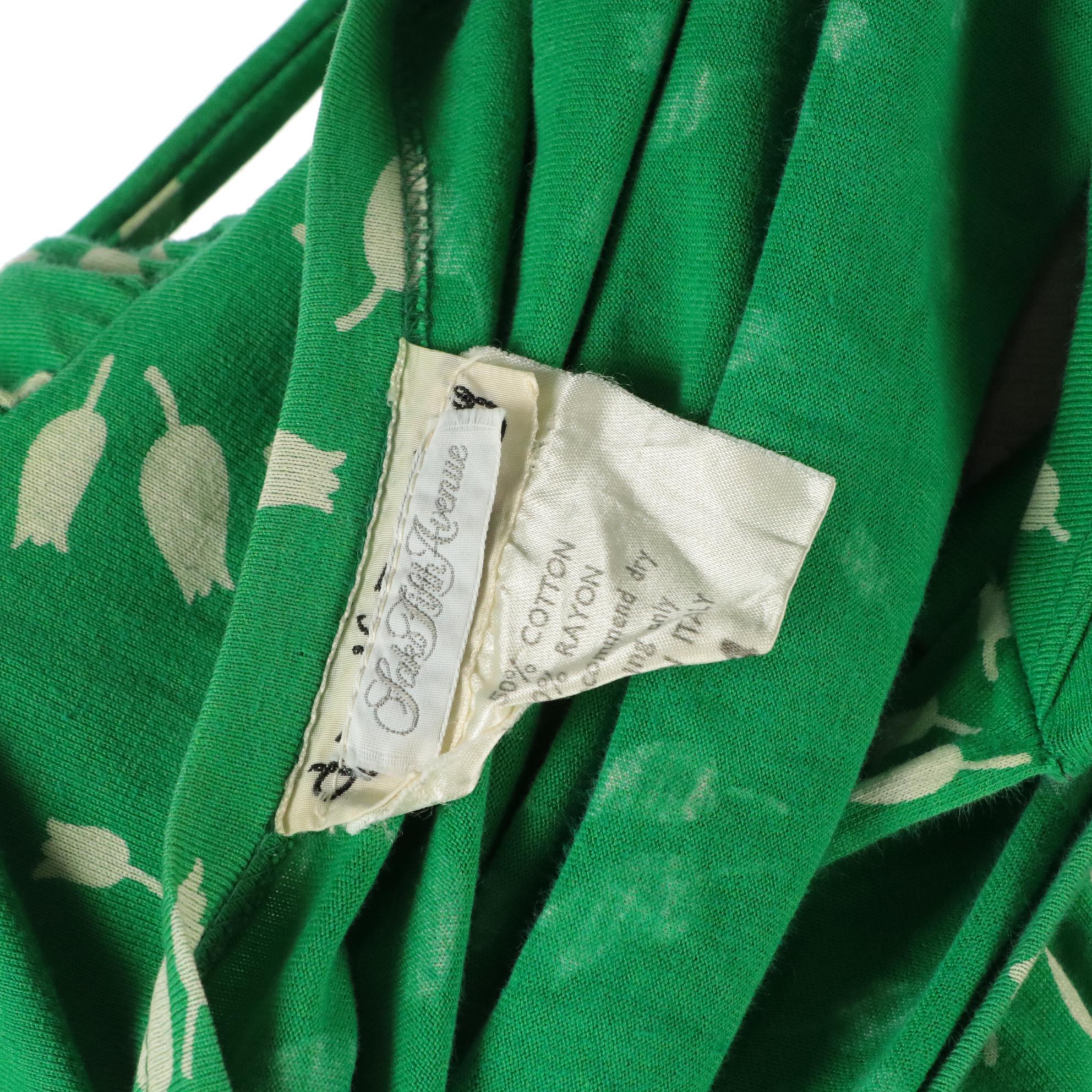 Diane Von Furstenburg Green Tulip Print Cotton Wrap Dress, Other Handmade Dress