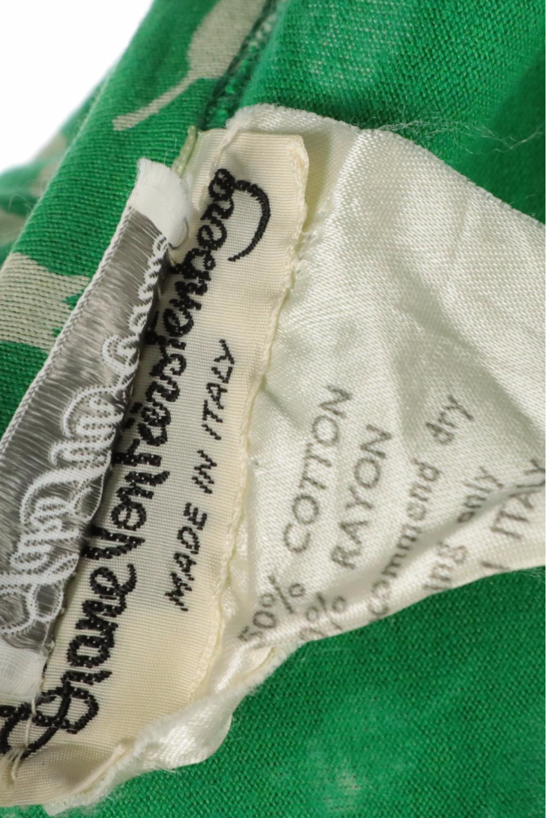 Diane Von Furstenburg Green Tulip Print Cotton Wrap Dress, Other Handmade Dress